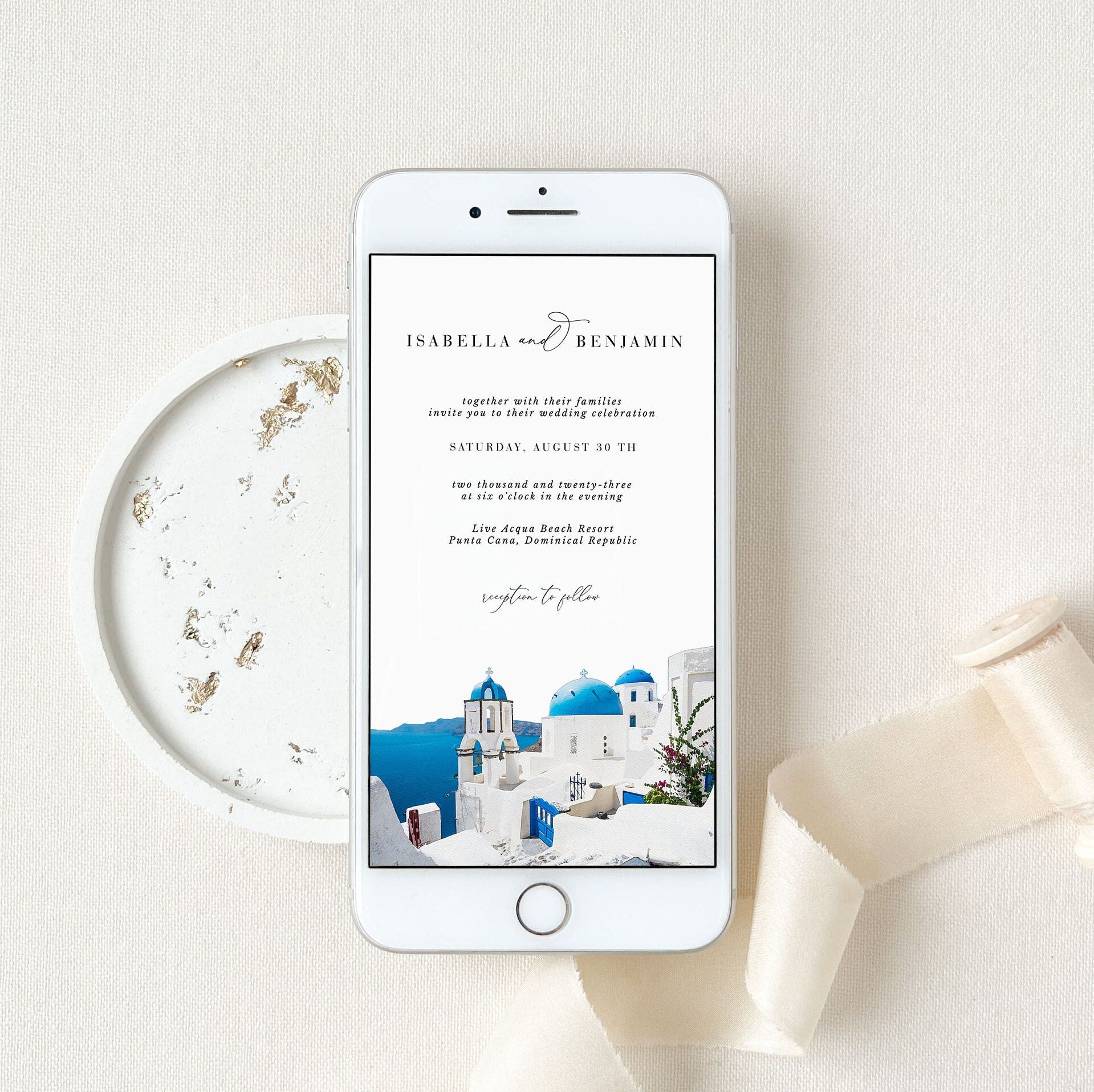 SANTORINI Wedding Invite Set Digital Card