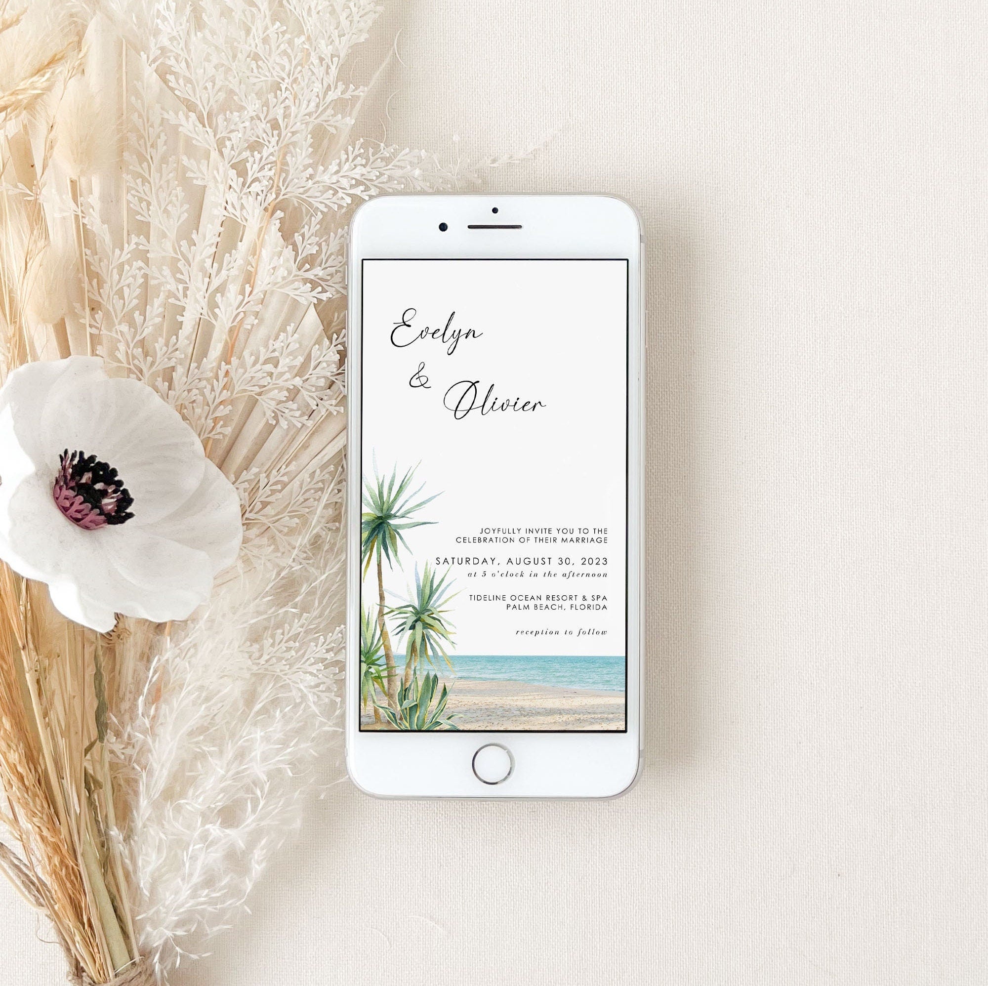 SELMA Palm Tree Wedding Invitation Digital Card
