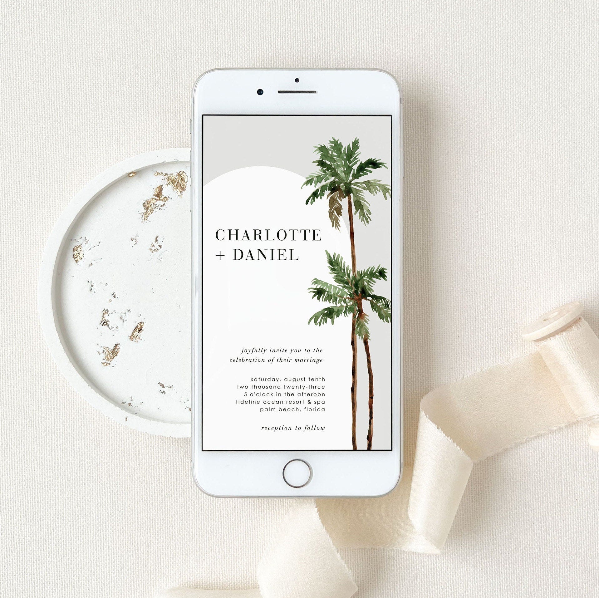 Palm Tree Wedding Invitation Digital Card