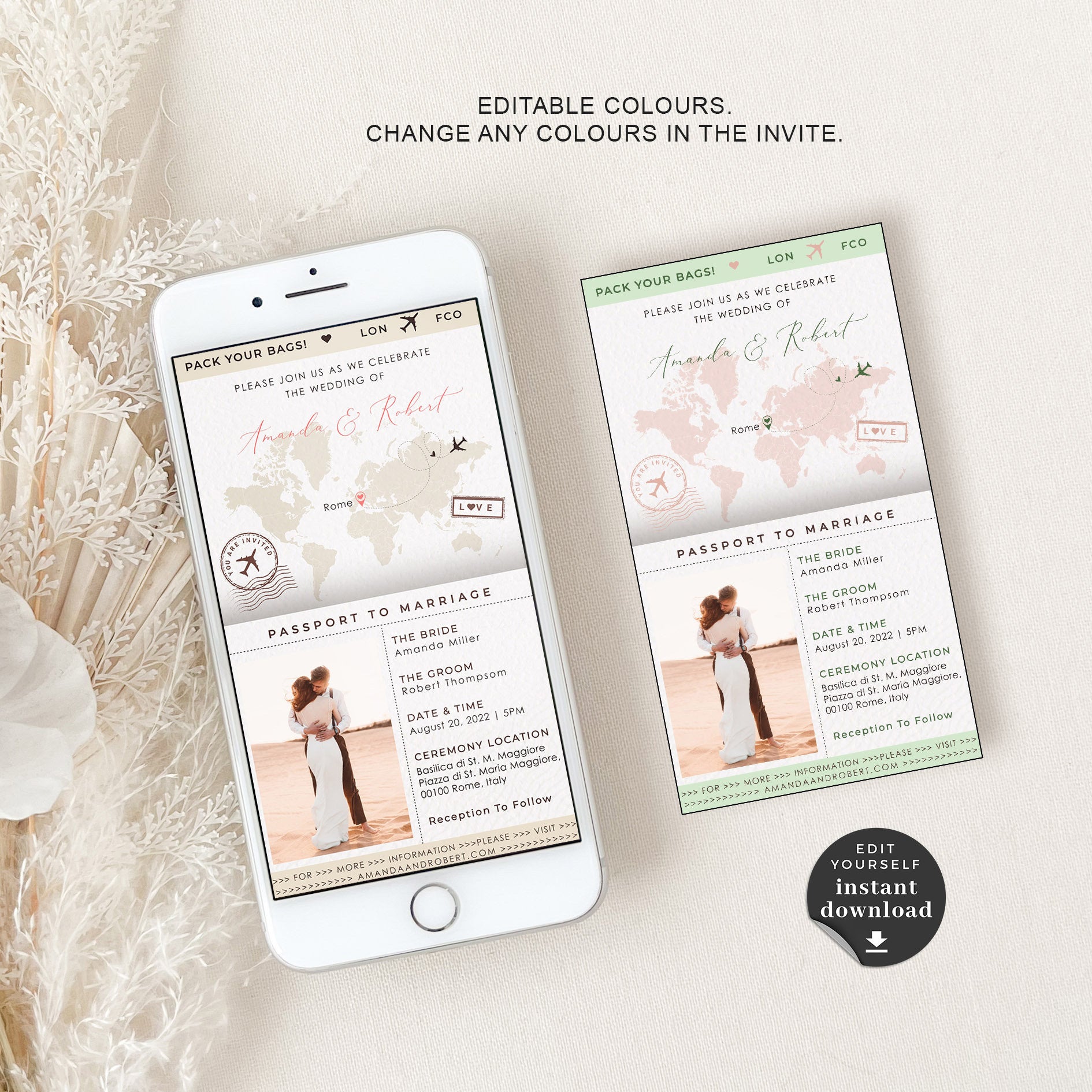 SOFIA Destination Wedding Save the Date &amp; Passport Wedding Invite Bundle