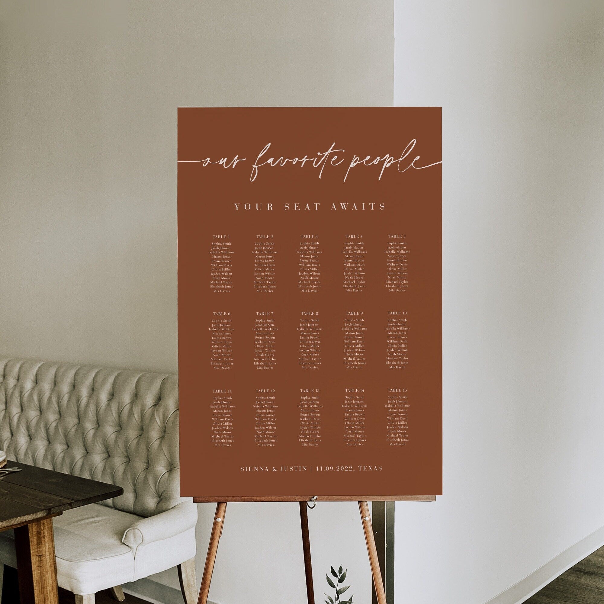 SIENNA Our Favorite People Seating Chart Template