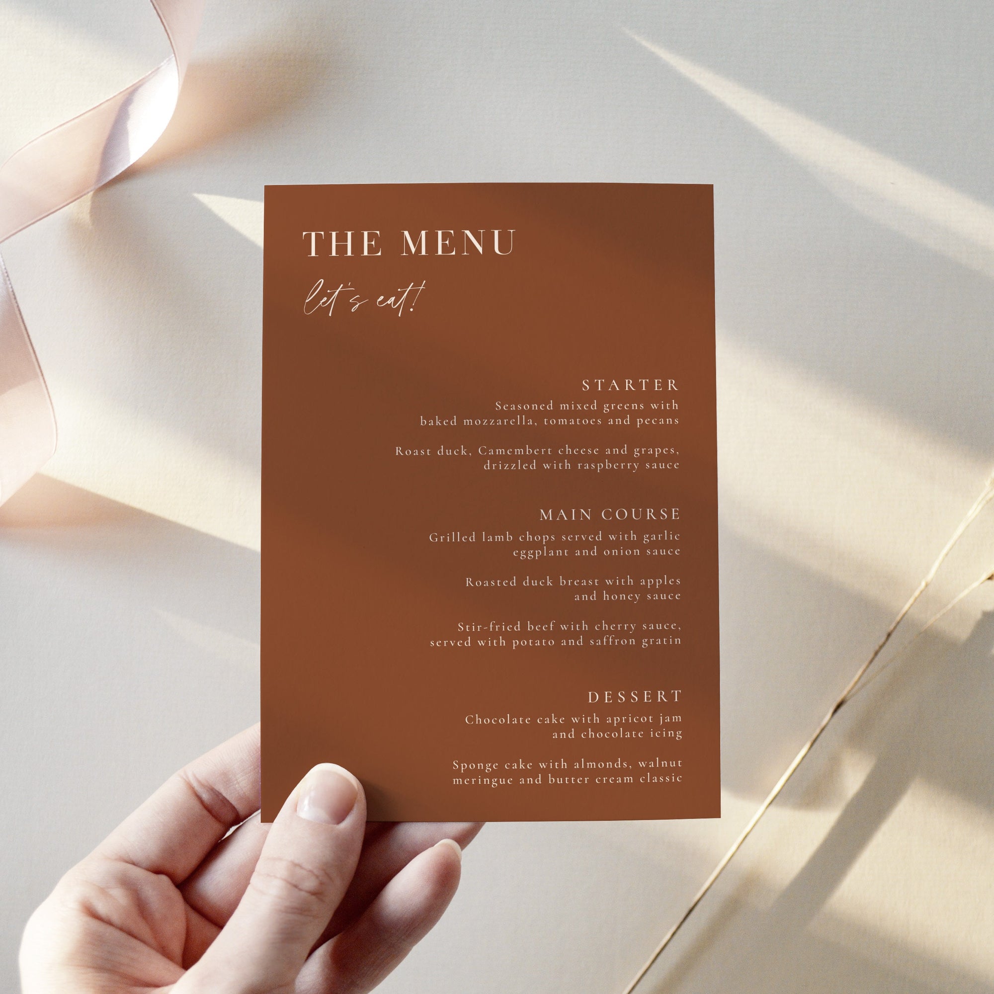 SIENNA Terracotta Wedding Menu Template