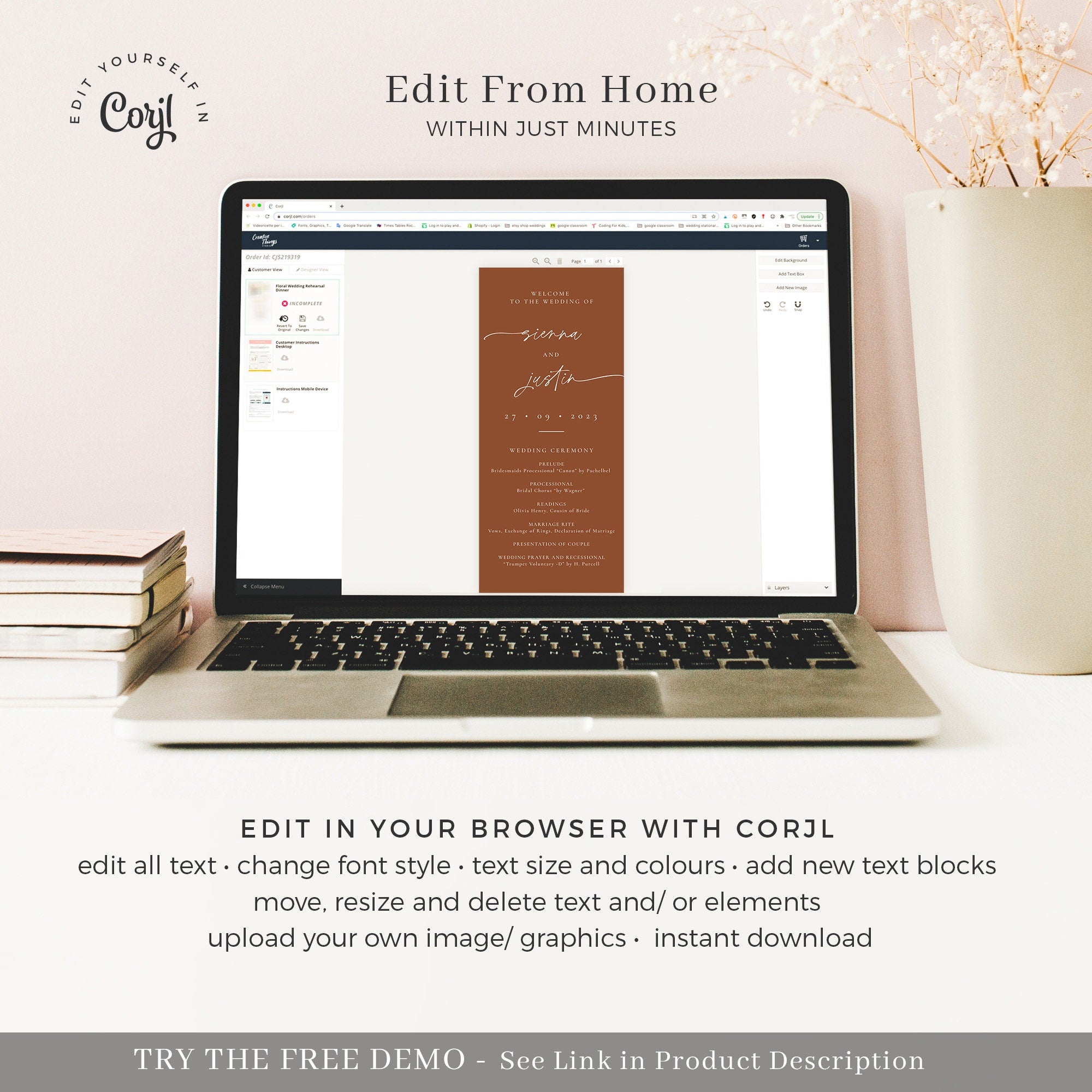 SIENNA Terracotta Wedding Program Template