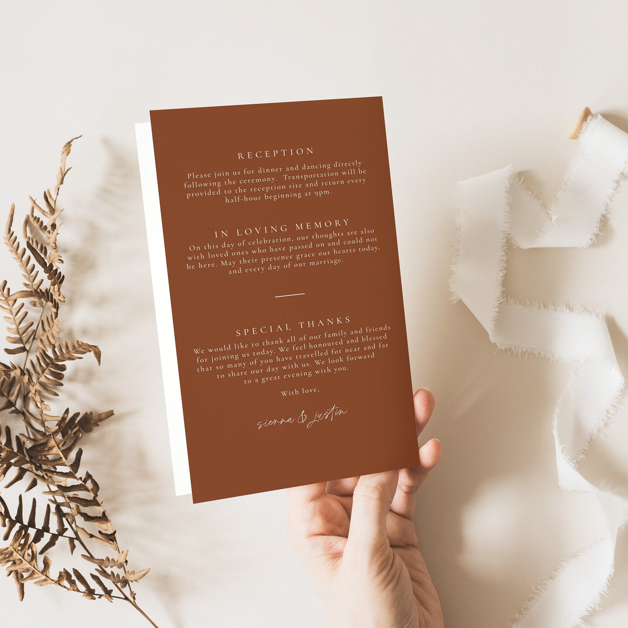 SIENNA Terracotta Wedding Program Template