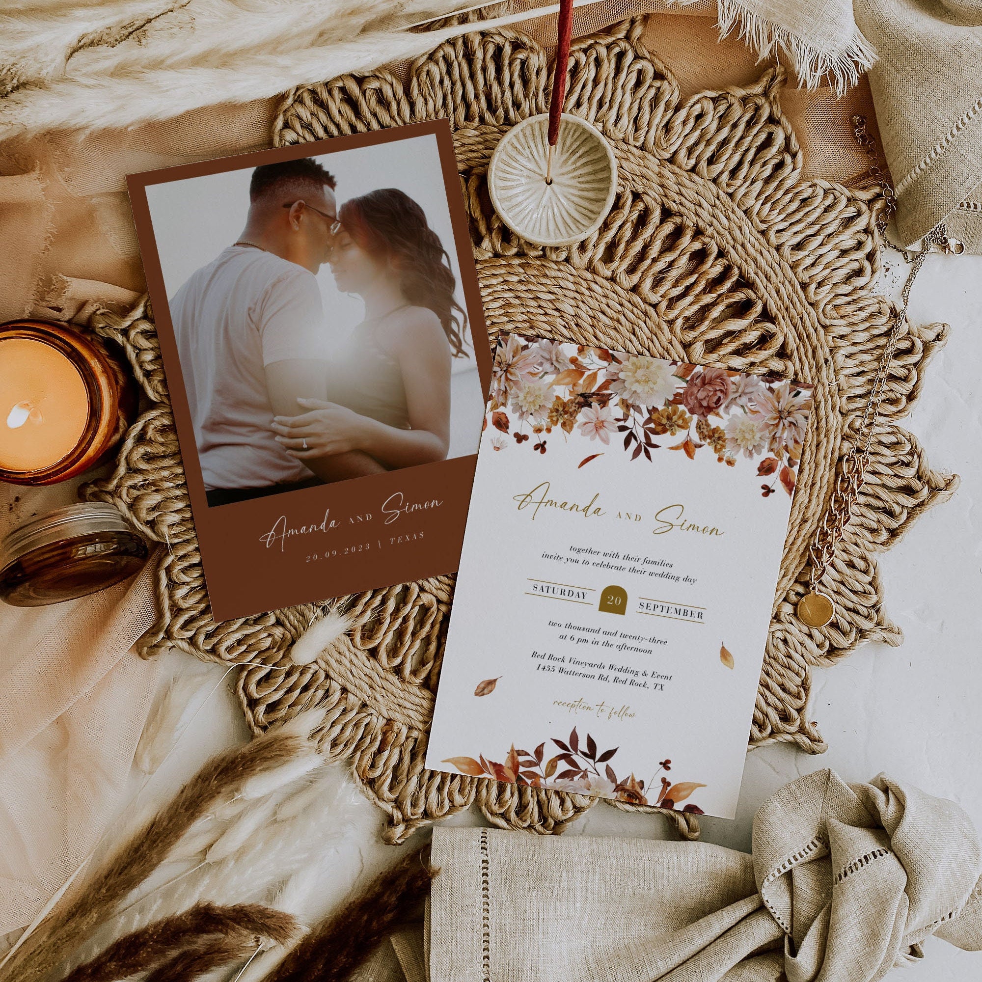 MARIGOLD Fall Wedding Invitation with Rsvp Template Set