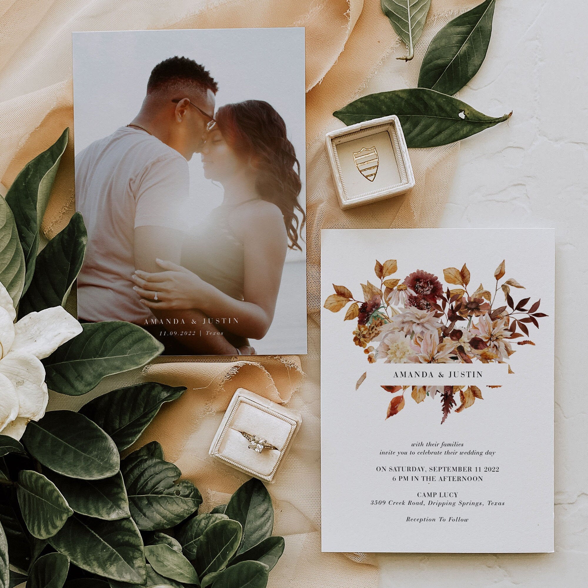 MARIGOLD Boho Fall Wedding Invitation Template