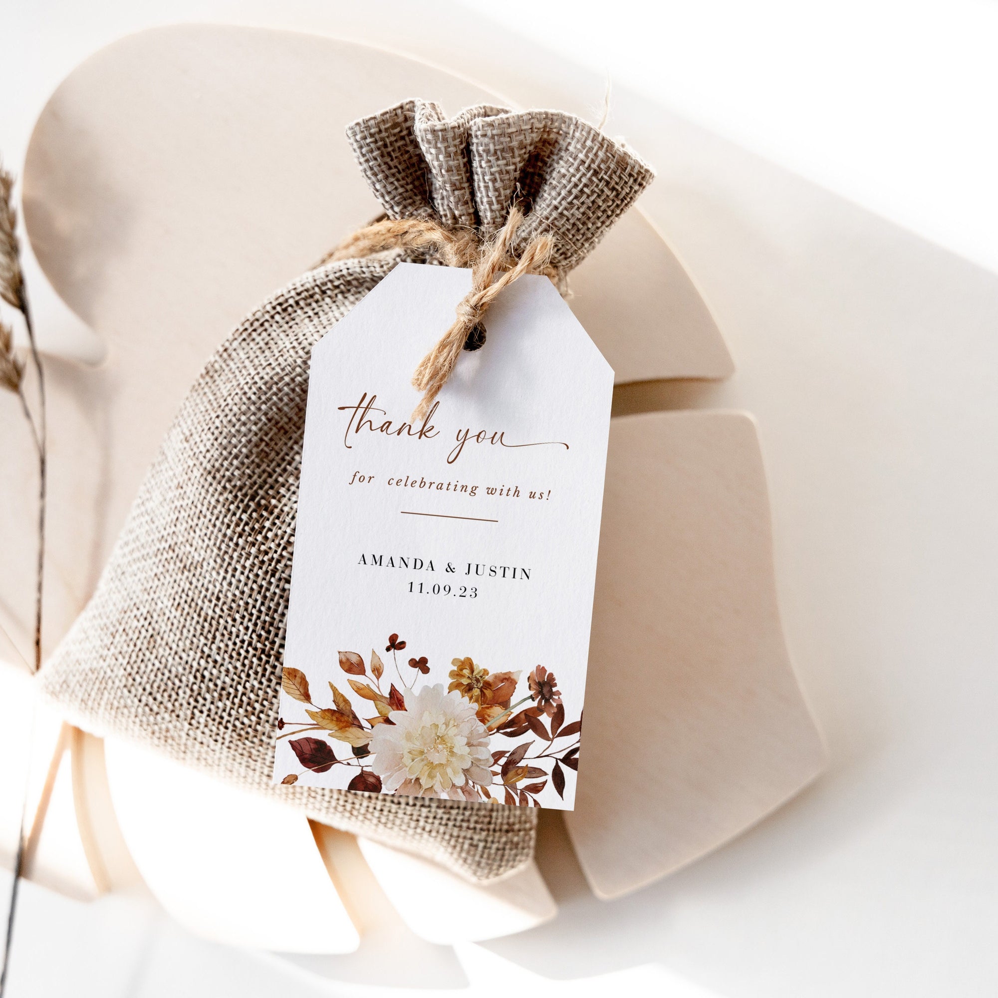 MARIGOLD Fall Wedding Thank You Tags Printable