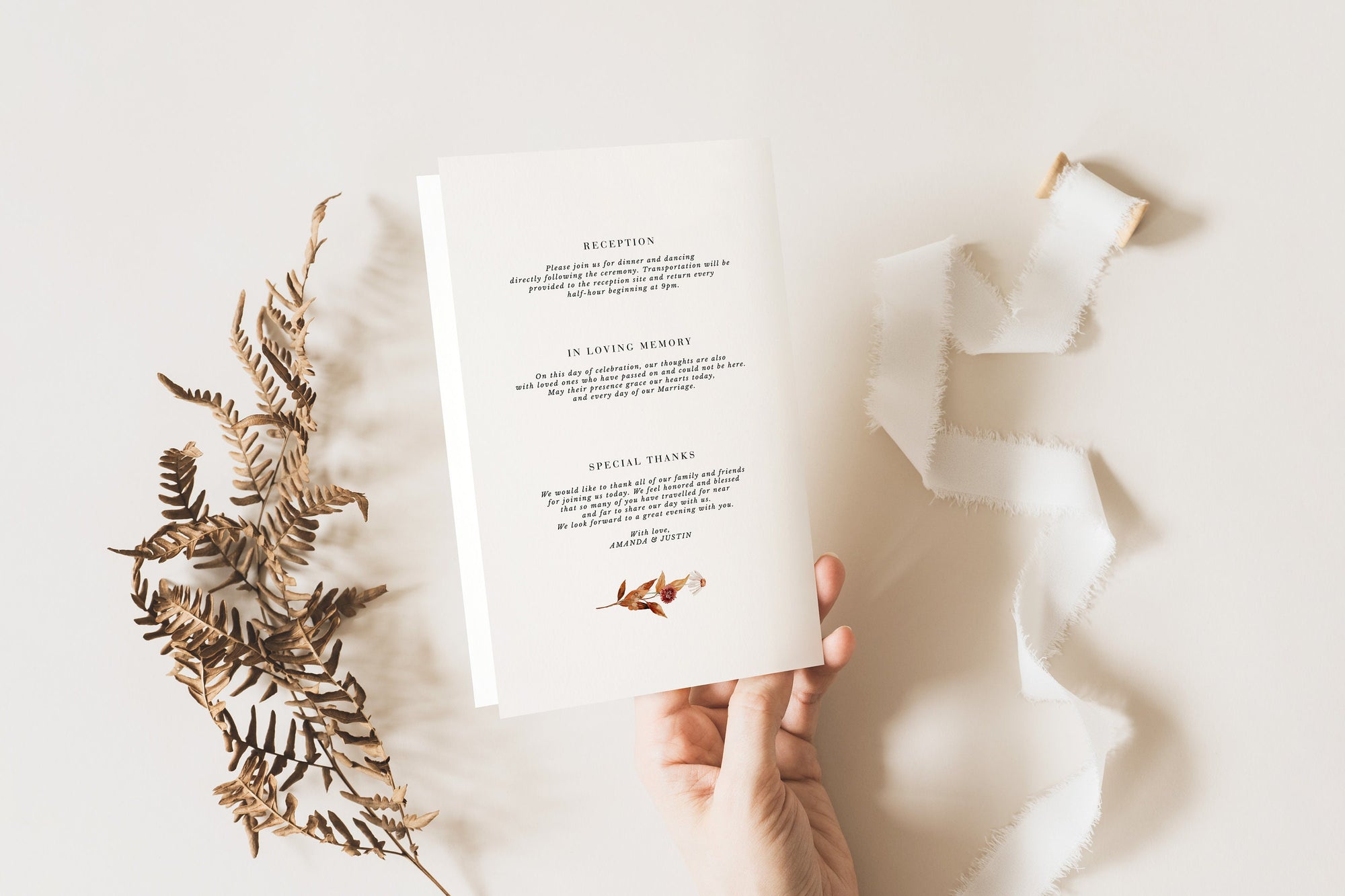 MARIGOLD Fall Wedding Program Template Bifold