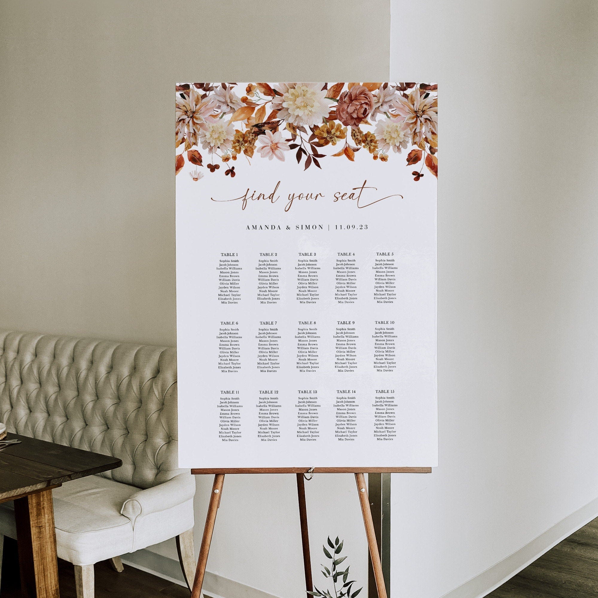 MARIGOLD Find Your Seat Wedding Sign Template