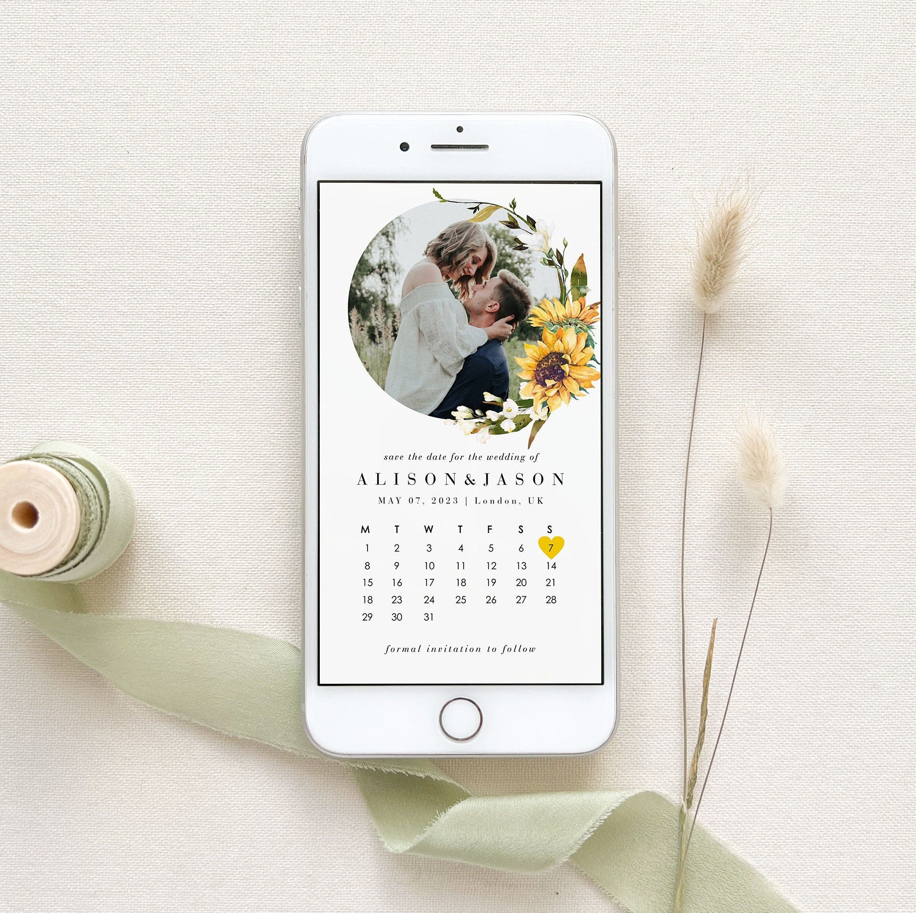 MARISOL Photo Calendar Save the Date with Sunflowers
