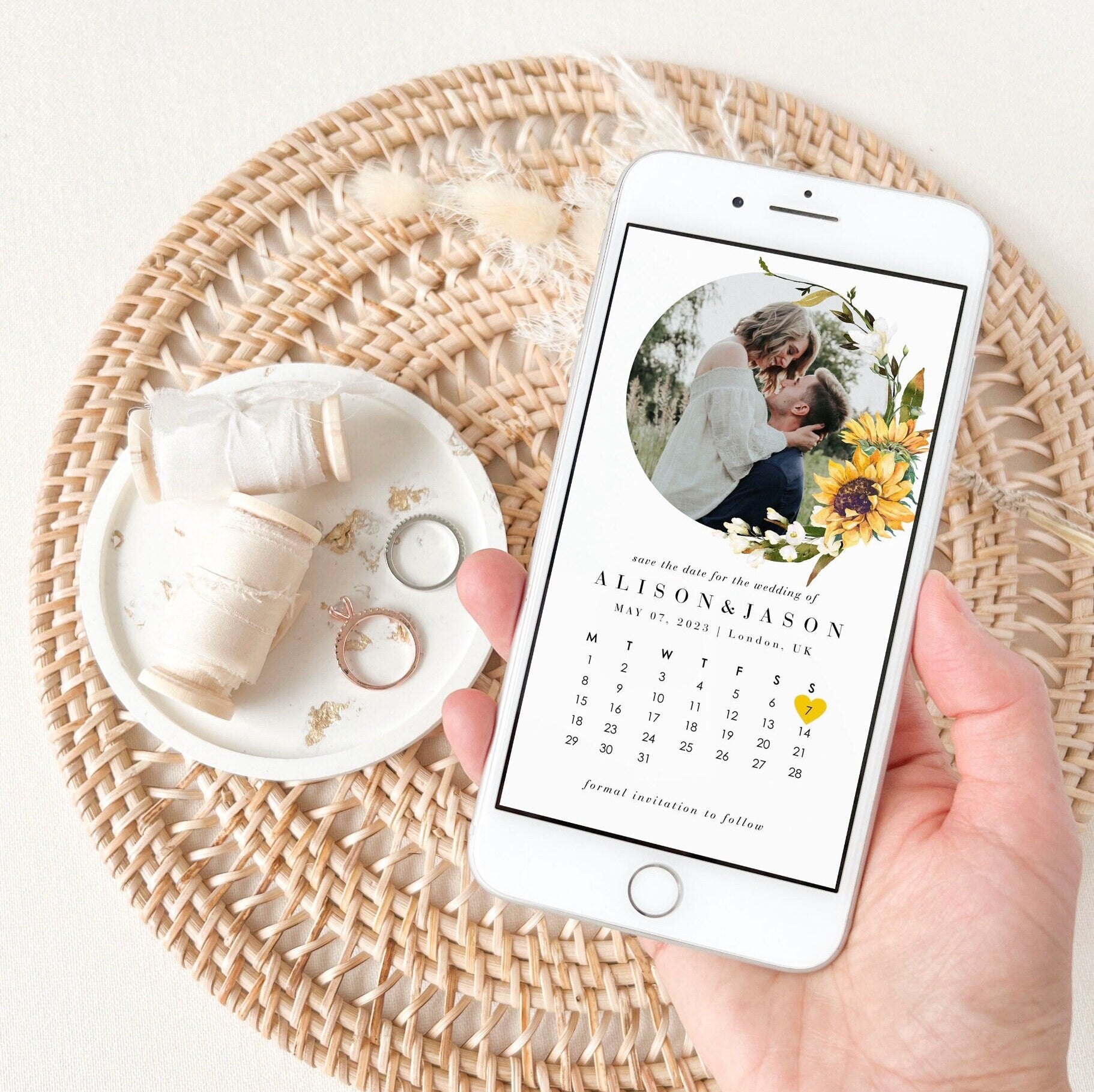 MARISOL Photo Calendar Save the Date with Sunflowers