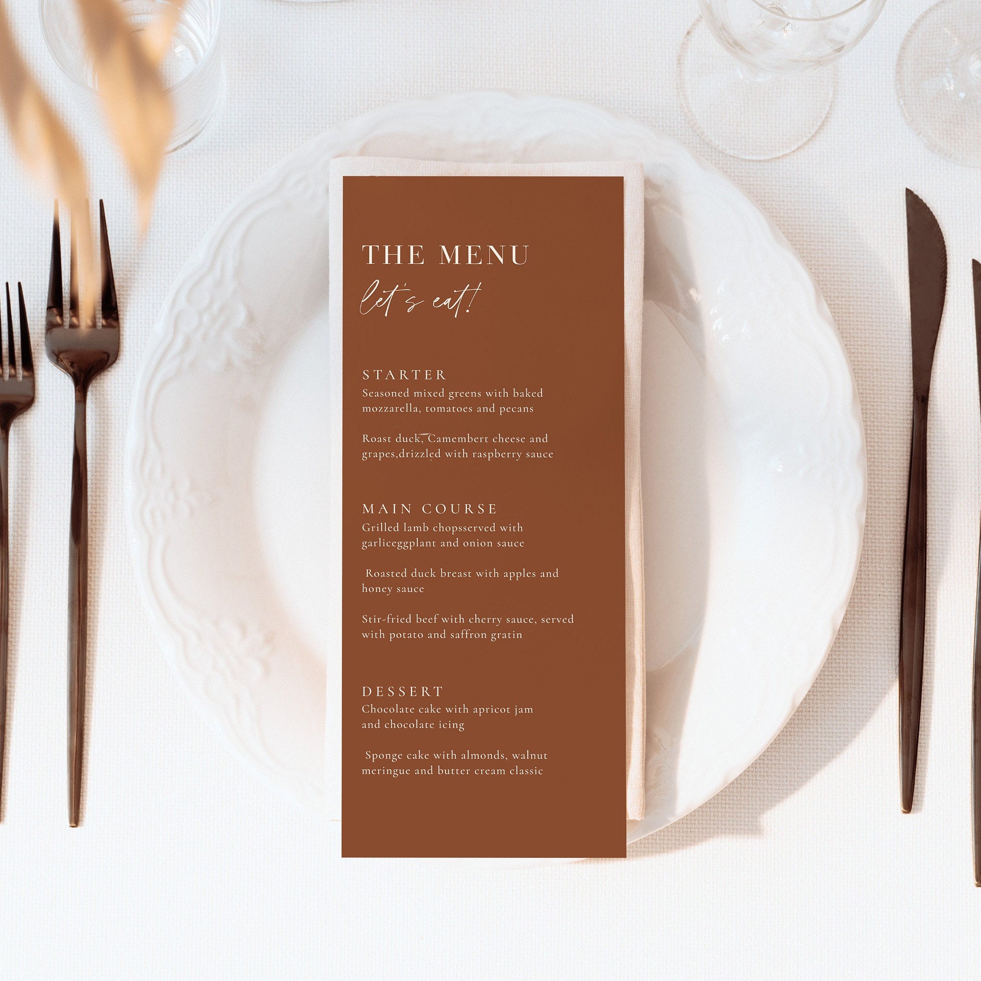 SIENNA Terracotta Wedding Menu Template