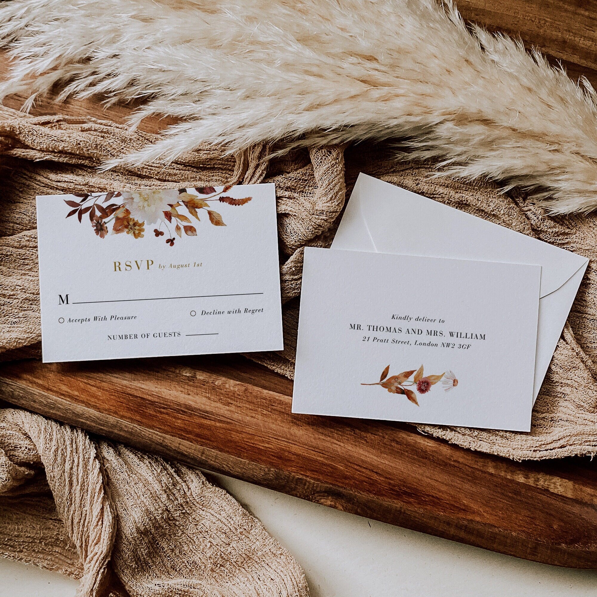 MARIGOLD Fall Wedding Invitation with Rsvp Template Set