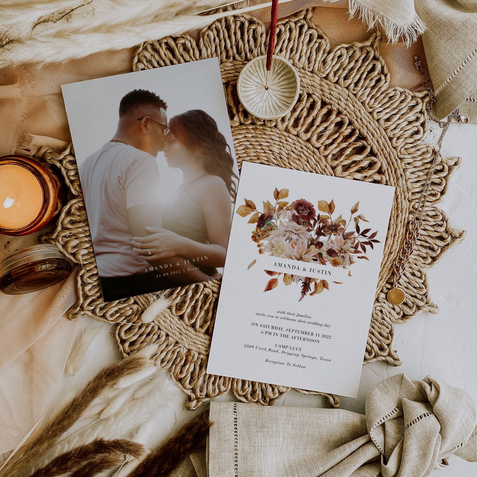 MARIGOLD Boho Fall Wedding Invitation Template