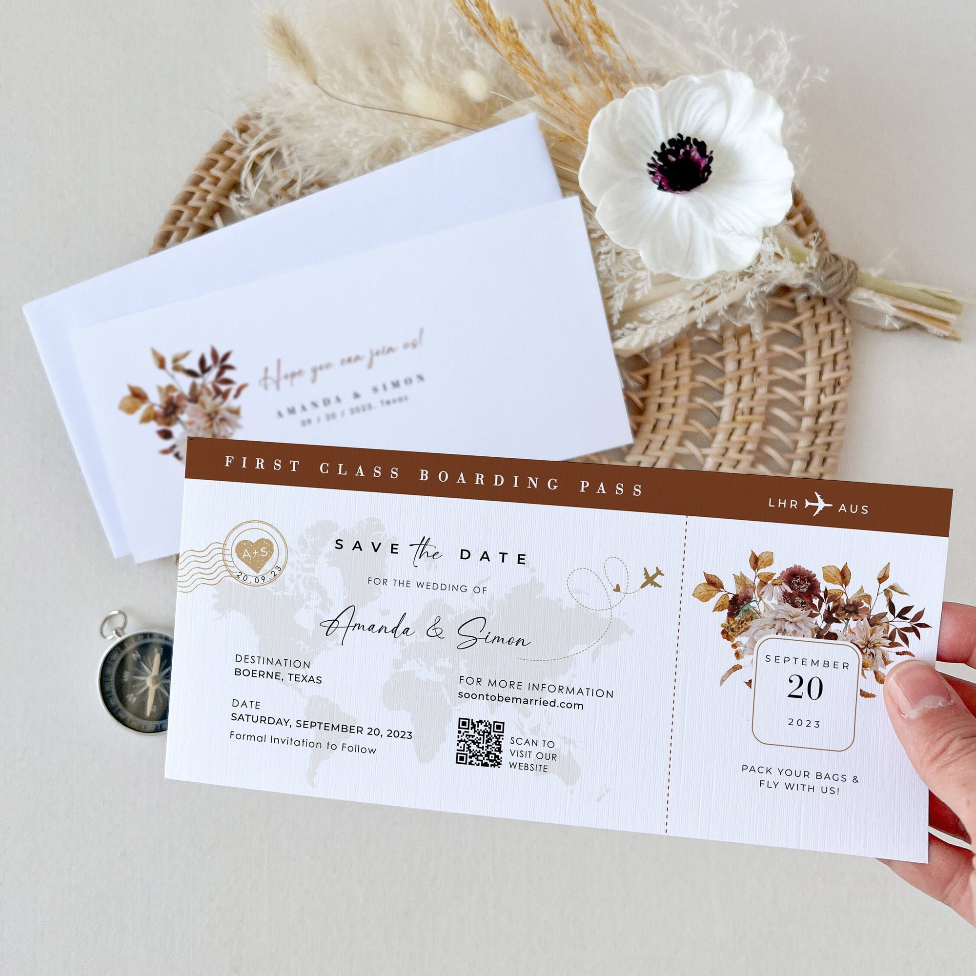 MARIGOLD Boarding Pass Save the Date Template