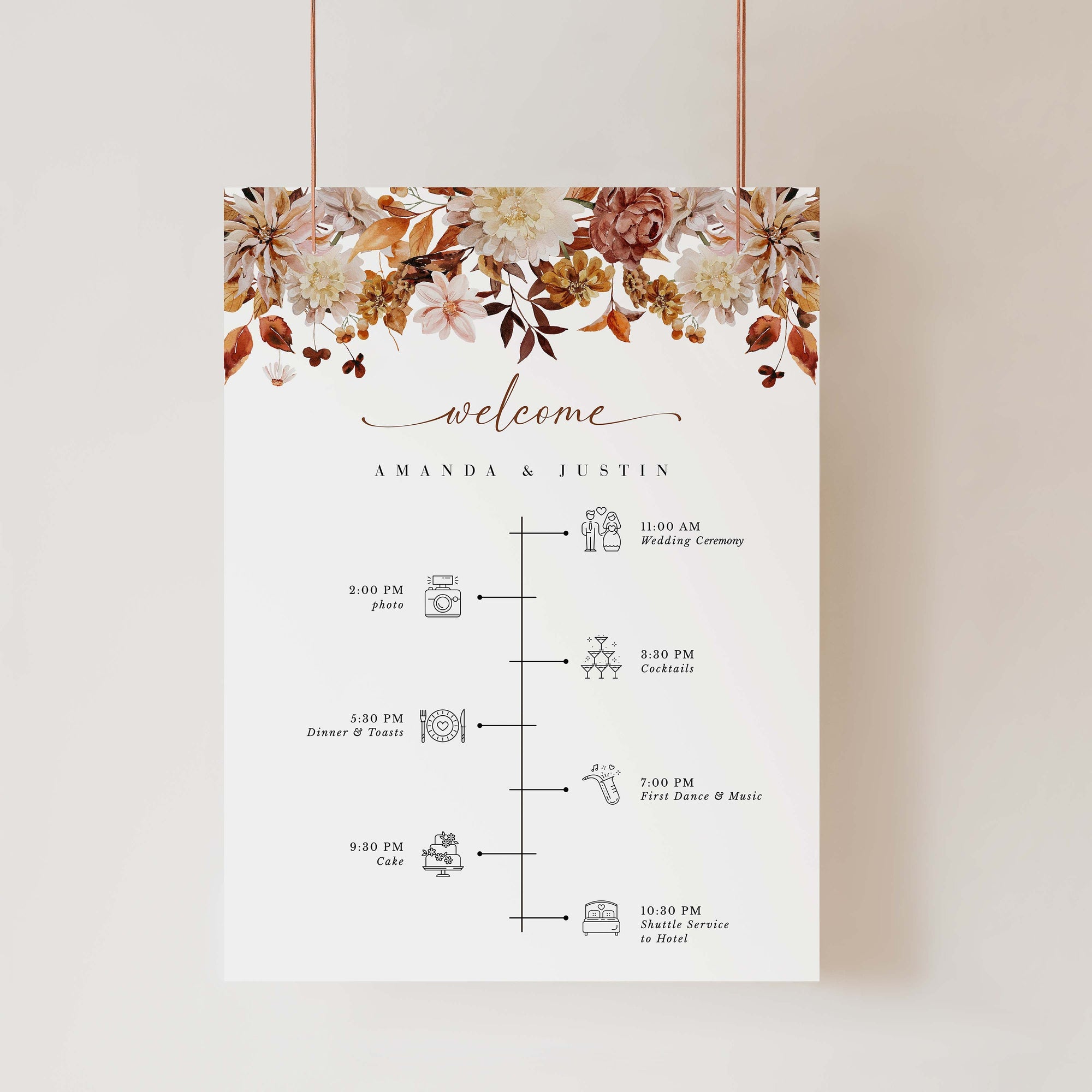 MARIGOLD Fall Wedding Order of Events Sign Template