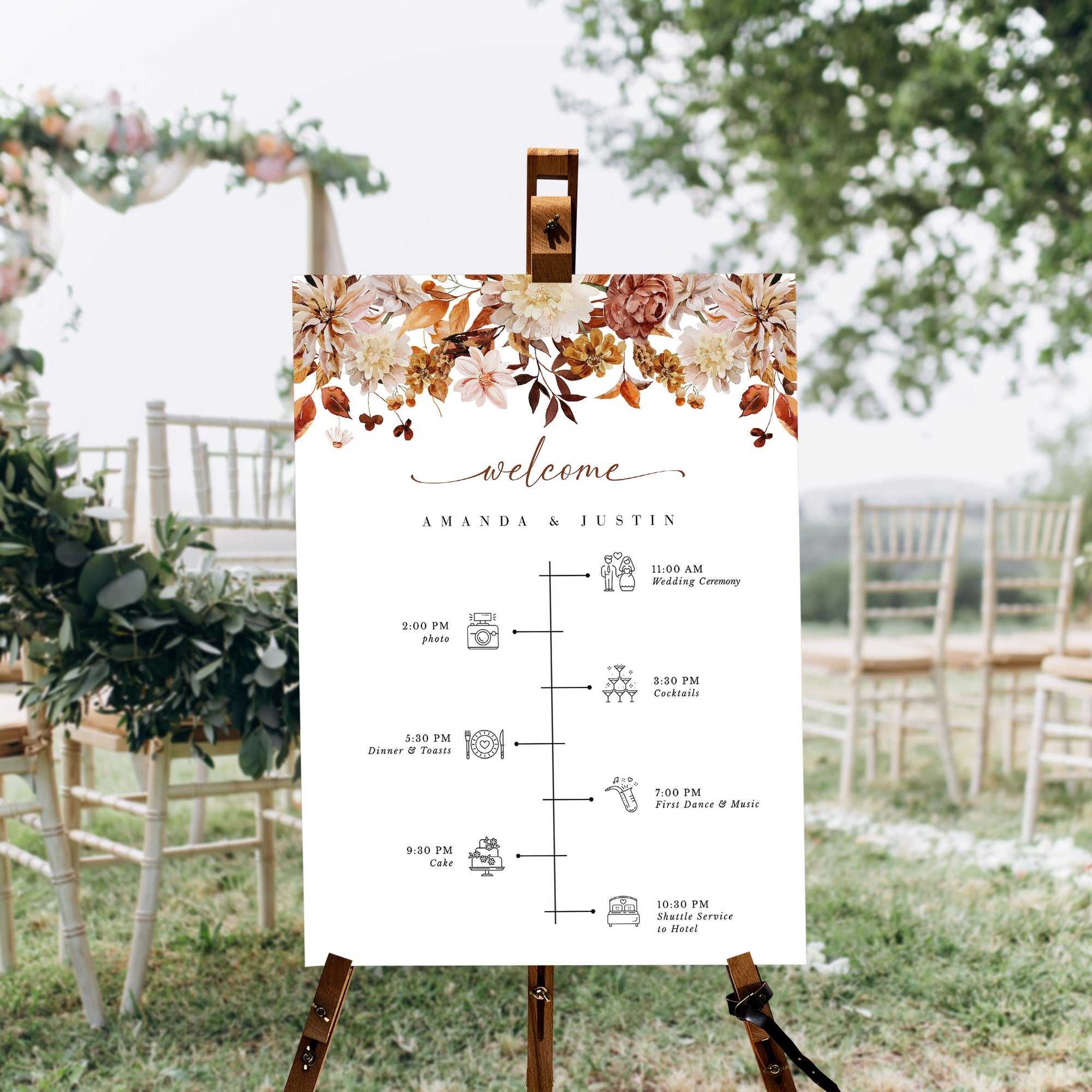 MARIGOLD Fall Wedding Order of Events Sign Template