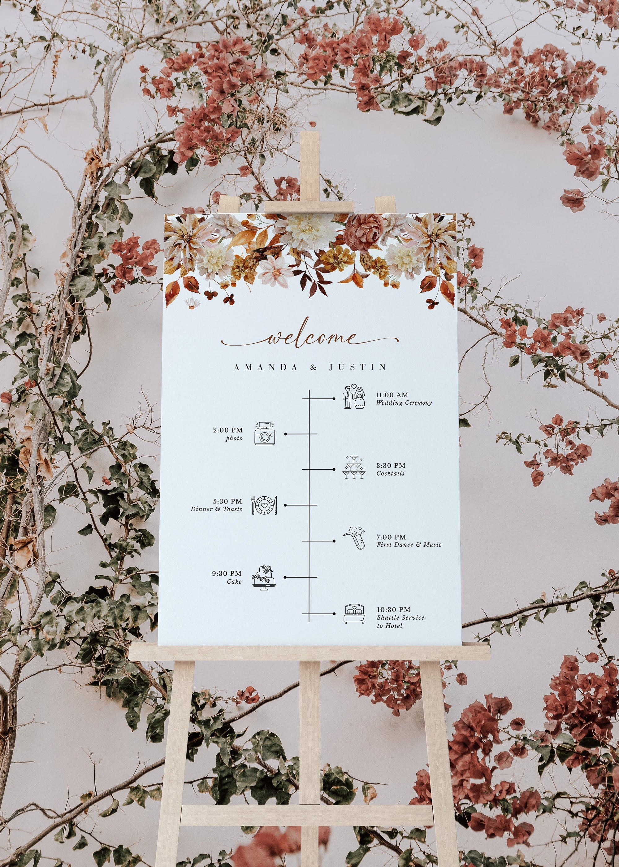 MARIGOLD Fall Wedding Order of Events Sign Template