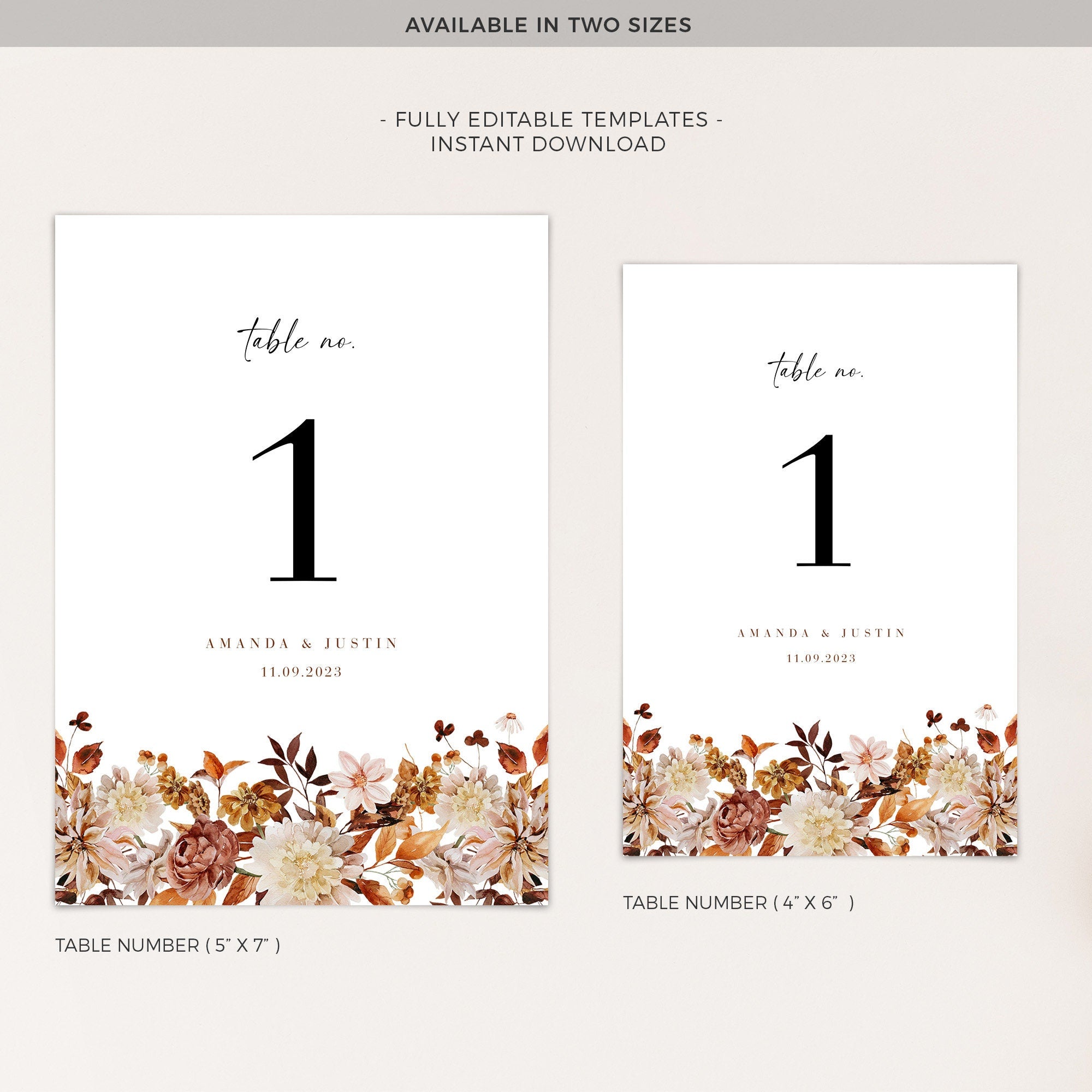 MARIGOLD Fall Wedding Table Numbers Diy