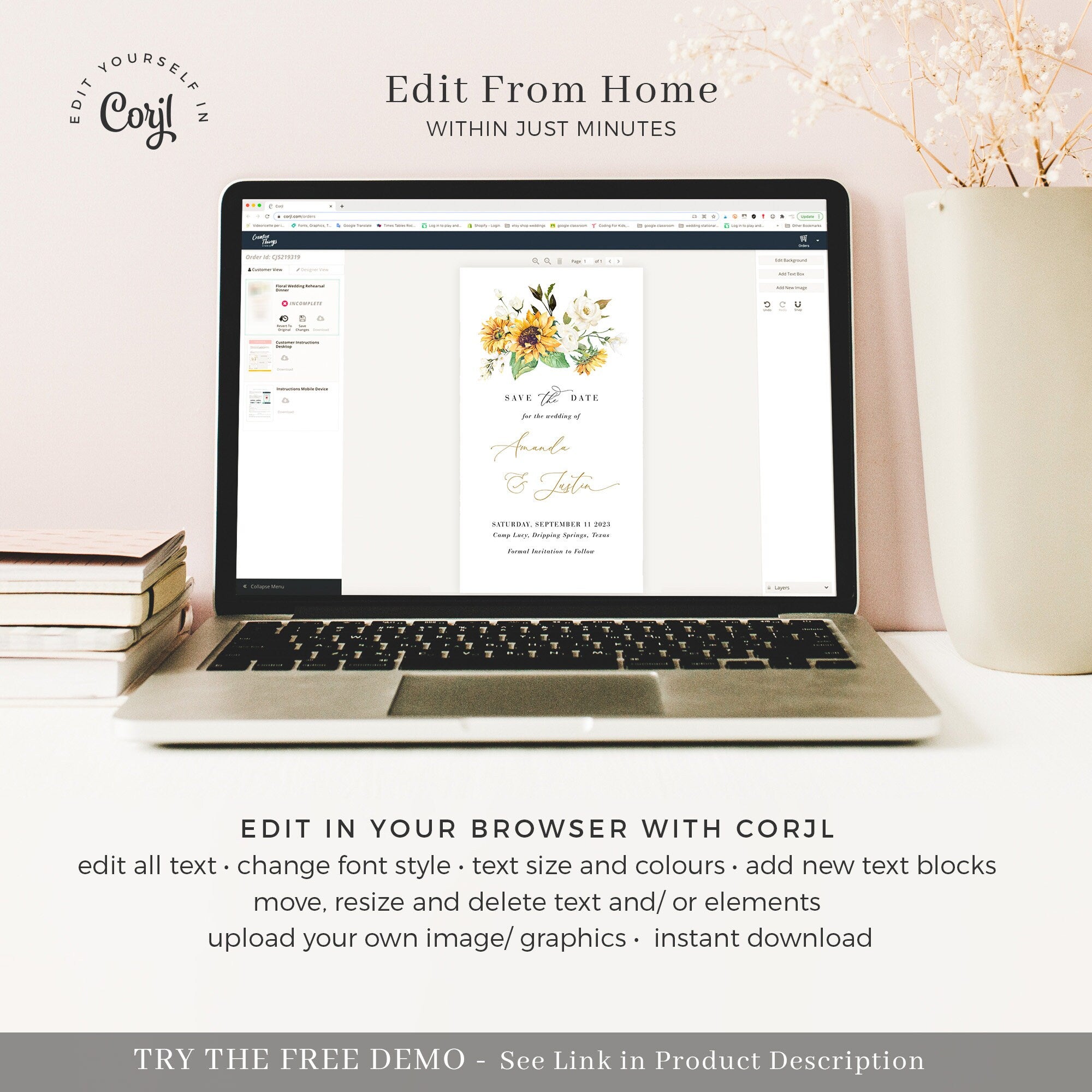 MARISOL Sunflower Save the Date Electronic Template