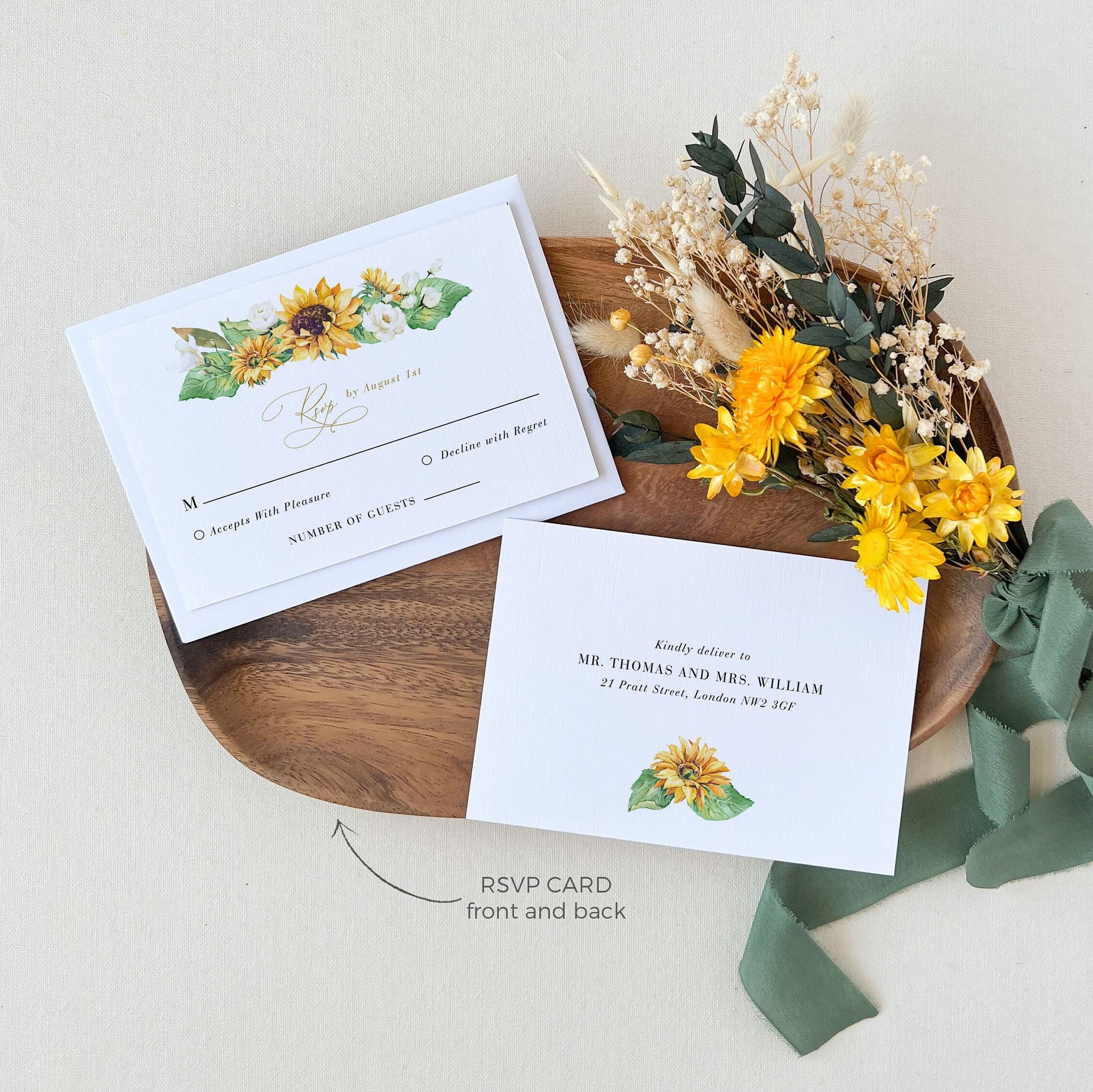 MARISOL Rustic Sunflower Wedding Invitation Suite Template