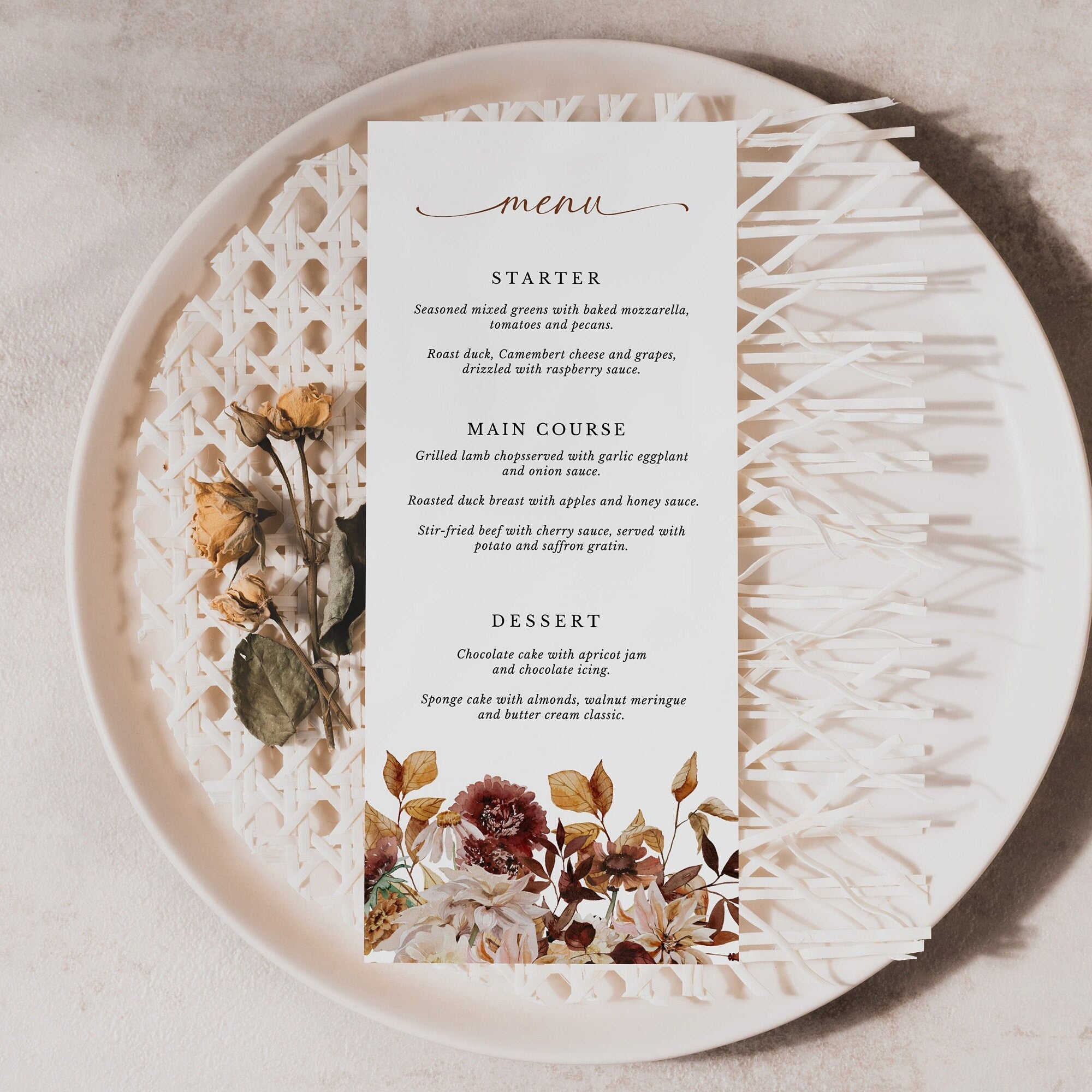 MARIGOLD Fall Wedding Menu Cards Diy
