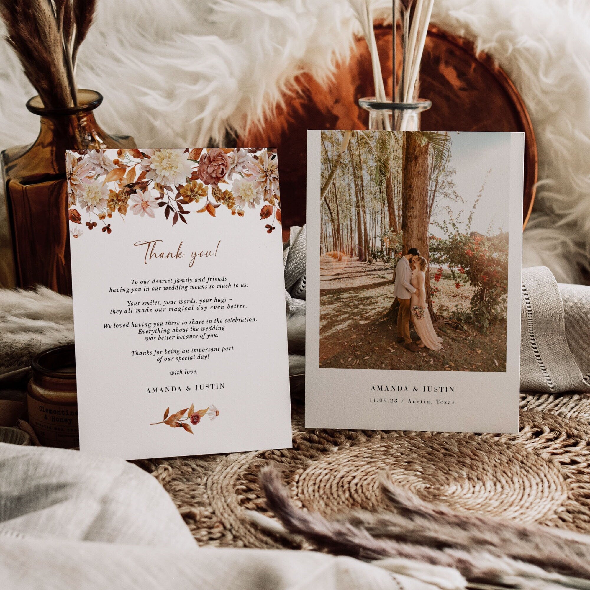 MARIGOLD Printable Wedding Thank You Cards with Photo