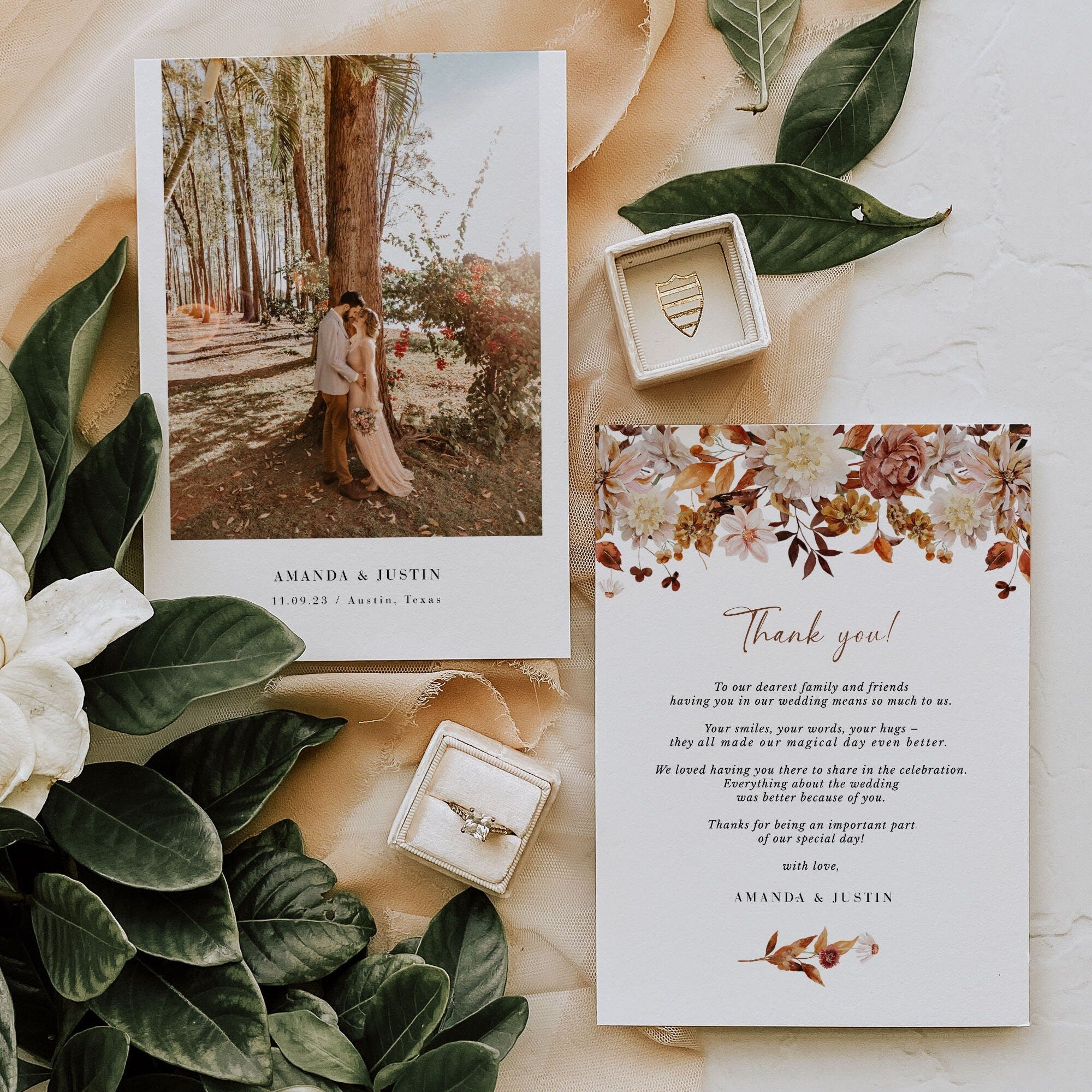 MARIGOLD Printable Wedding Thank You Cards with Photo
