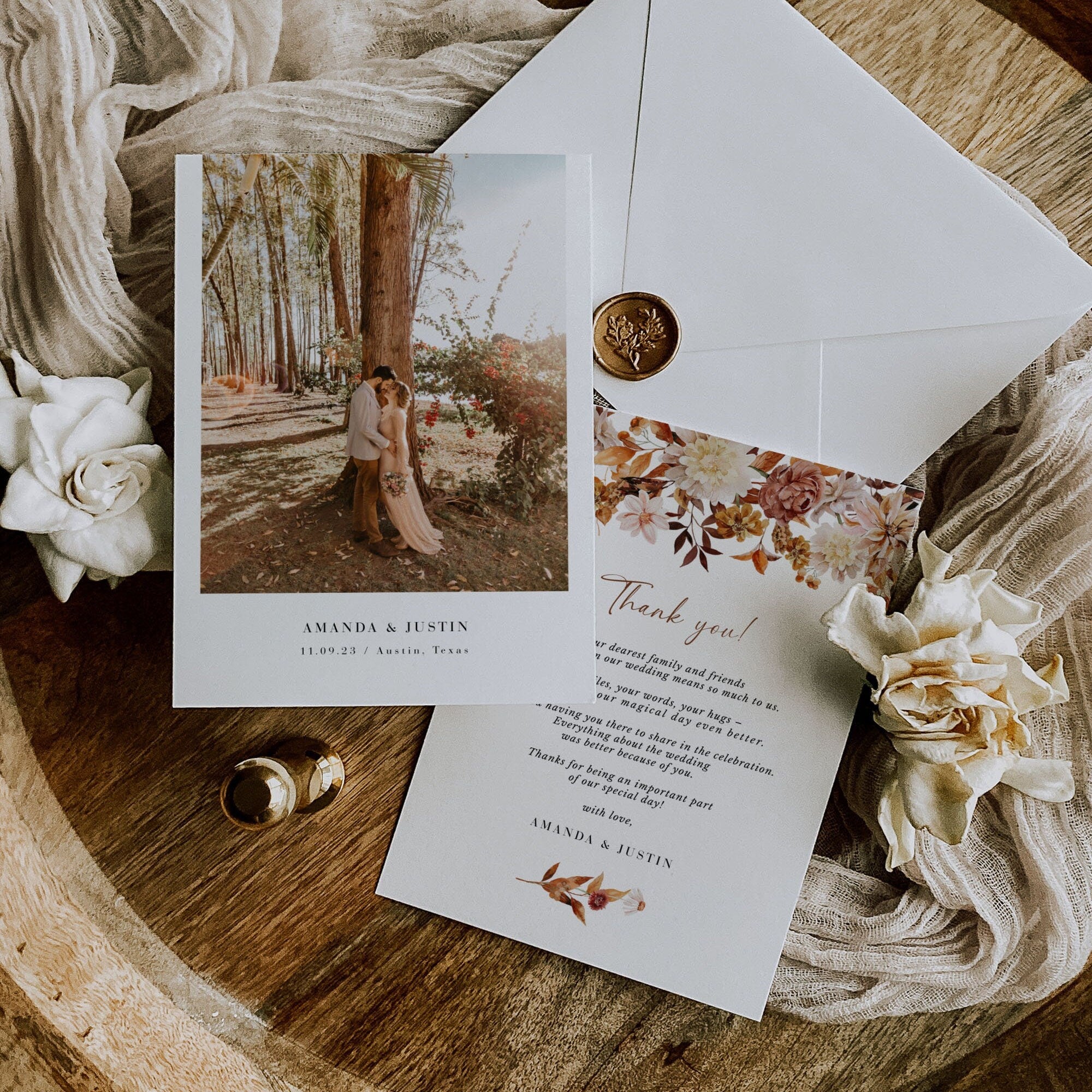MARIGOLD Printable Wedding Thank You Cards with Photo