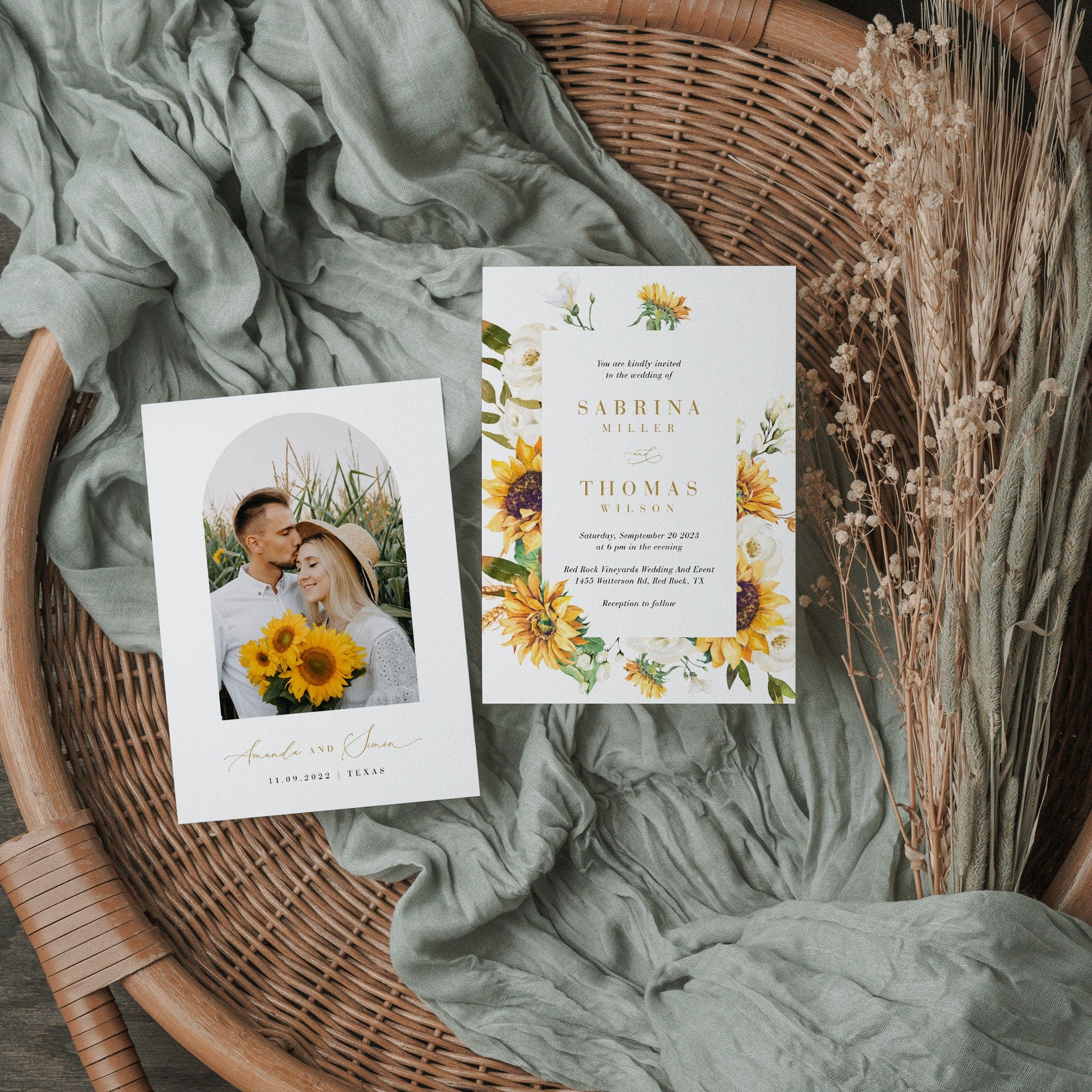 MARISOL Sunflower Wedding Invitation Template