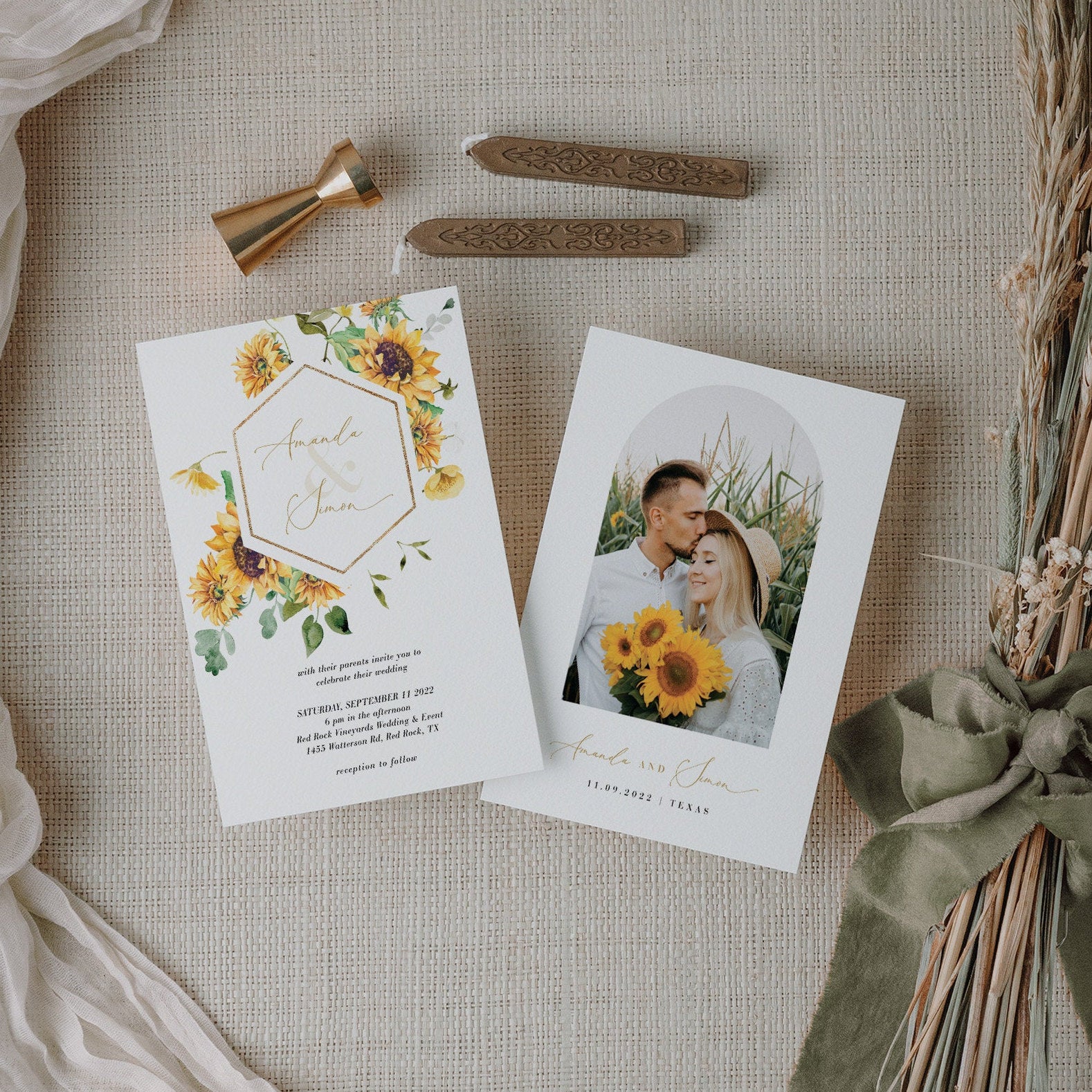 MARISOL Sunflower Wedding Invitation Template