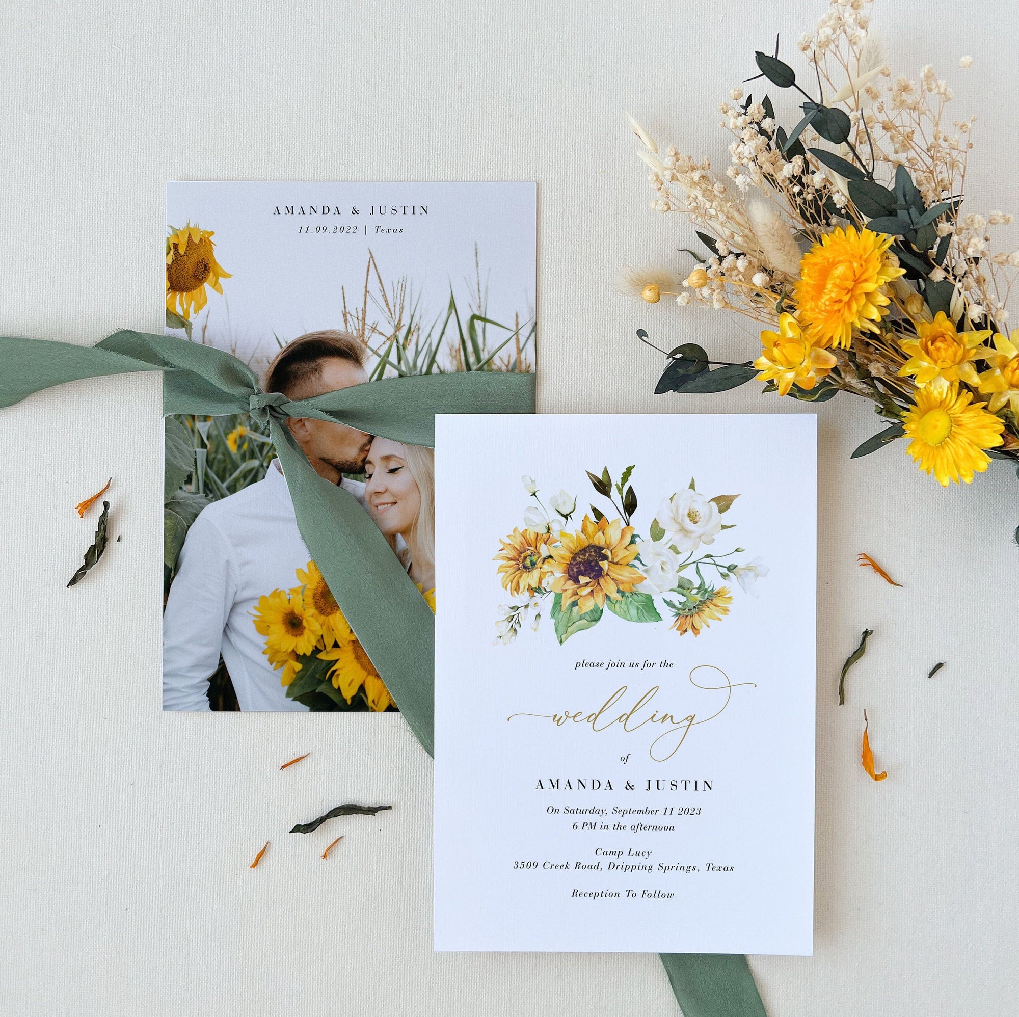 MARISOL Printable Sunflower Save the Date with Picture