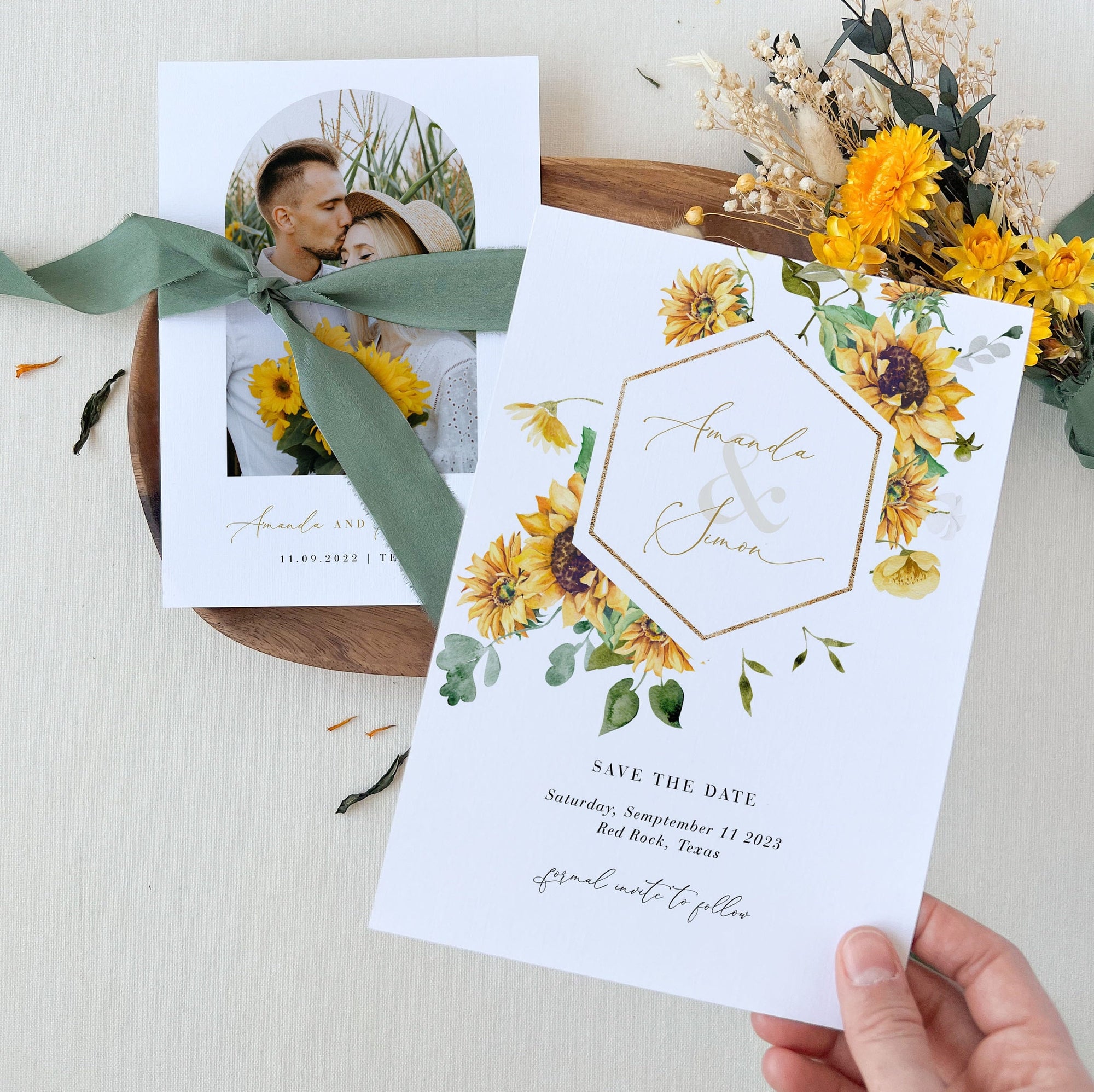 MARISOL Rustic Sunflower Save the Date Template