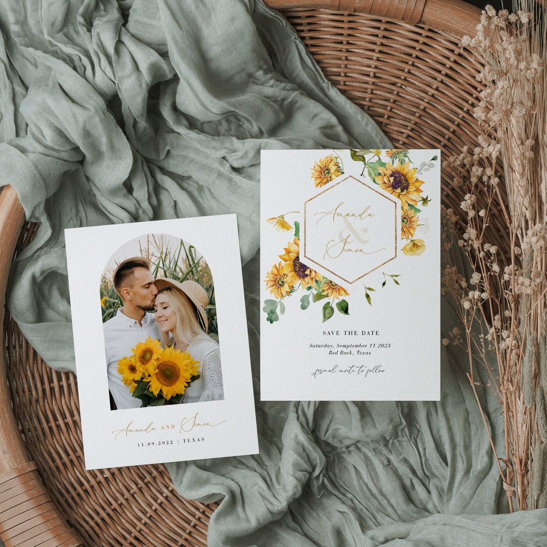 MARISOL Rustic Sunflower Save the Date Template
