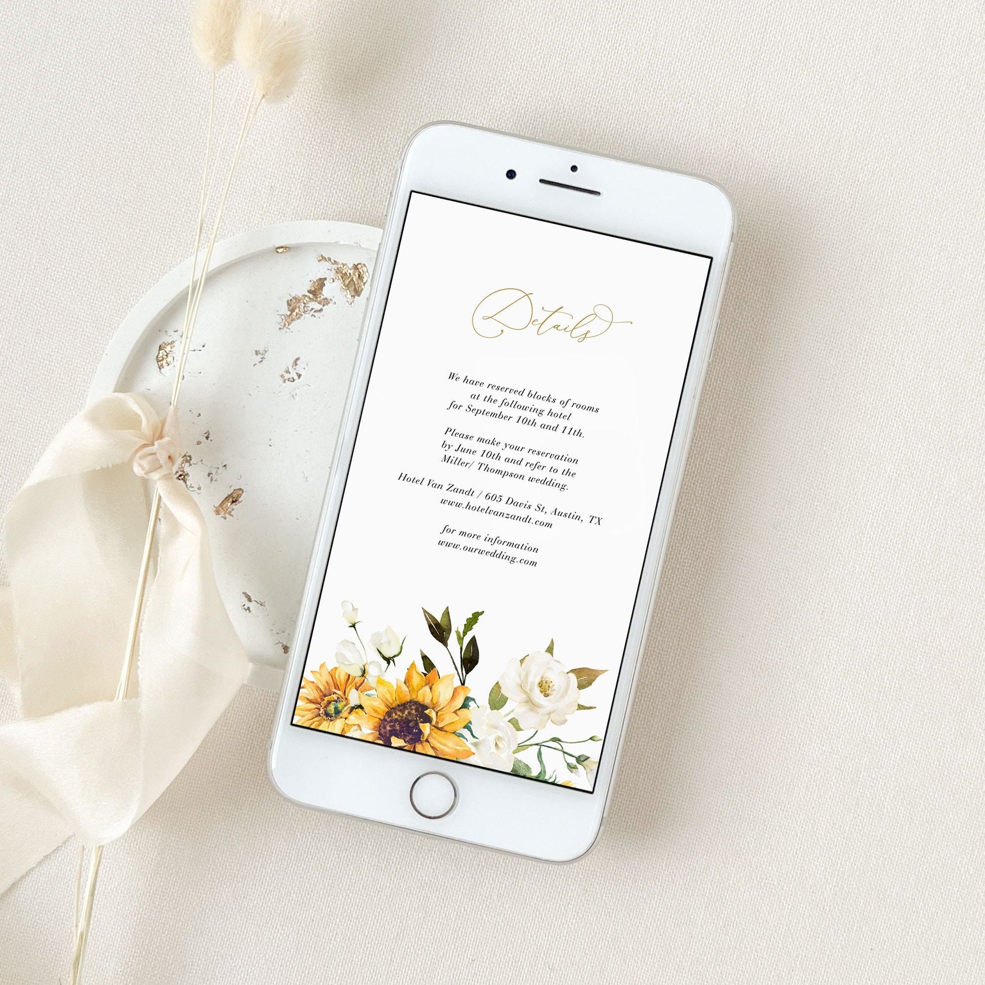 MARISOL Electronic Wedding Invitations with Sunflowers and Roses