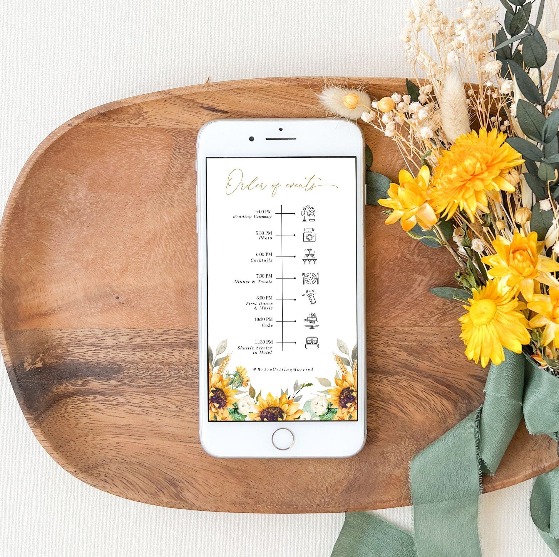 MARISOL Electronic Wedding Invitations with Sunflowers and Roses