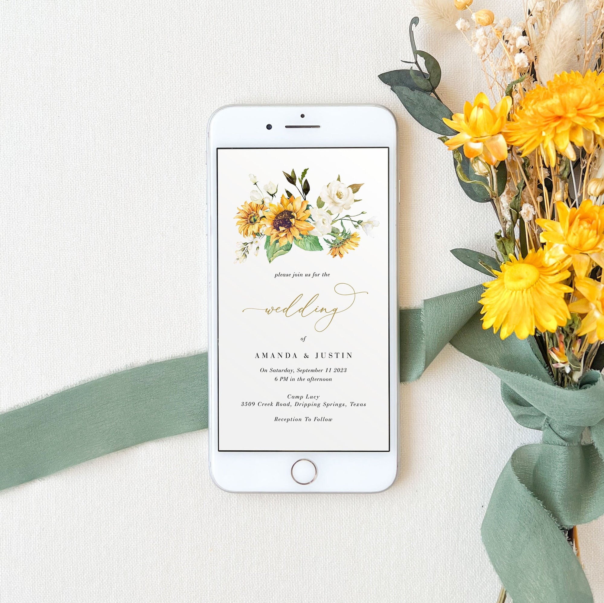 MARISOL Rustic Sunflower Wedding Invitation Digital