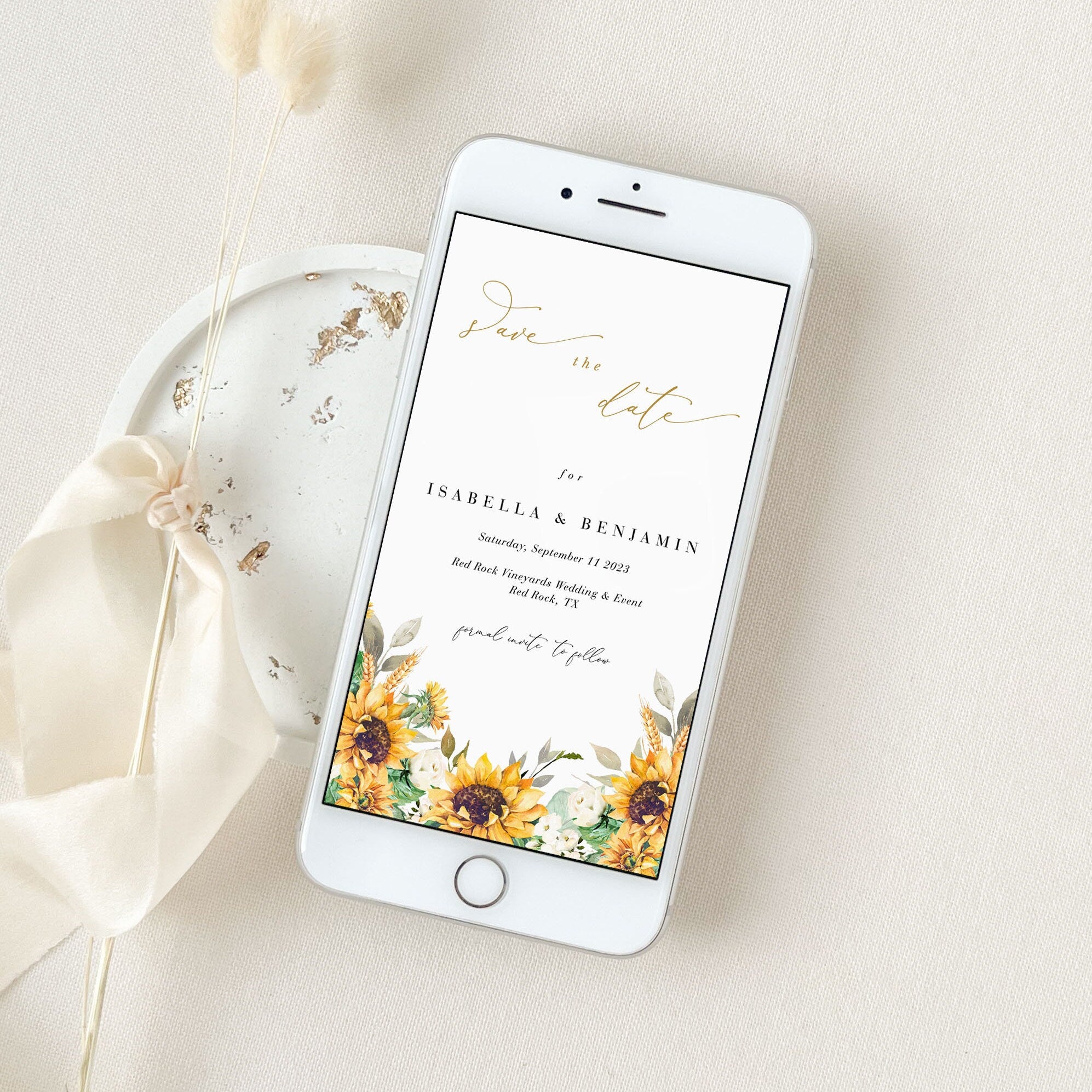 MARISOL Electronic Save the Date Sunflower and Roses