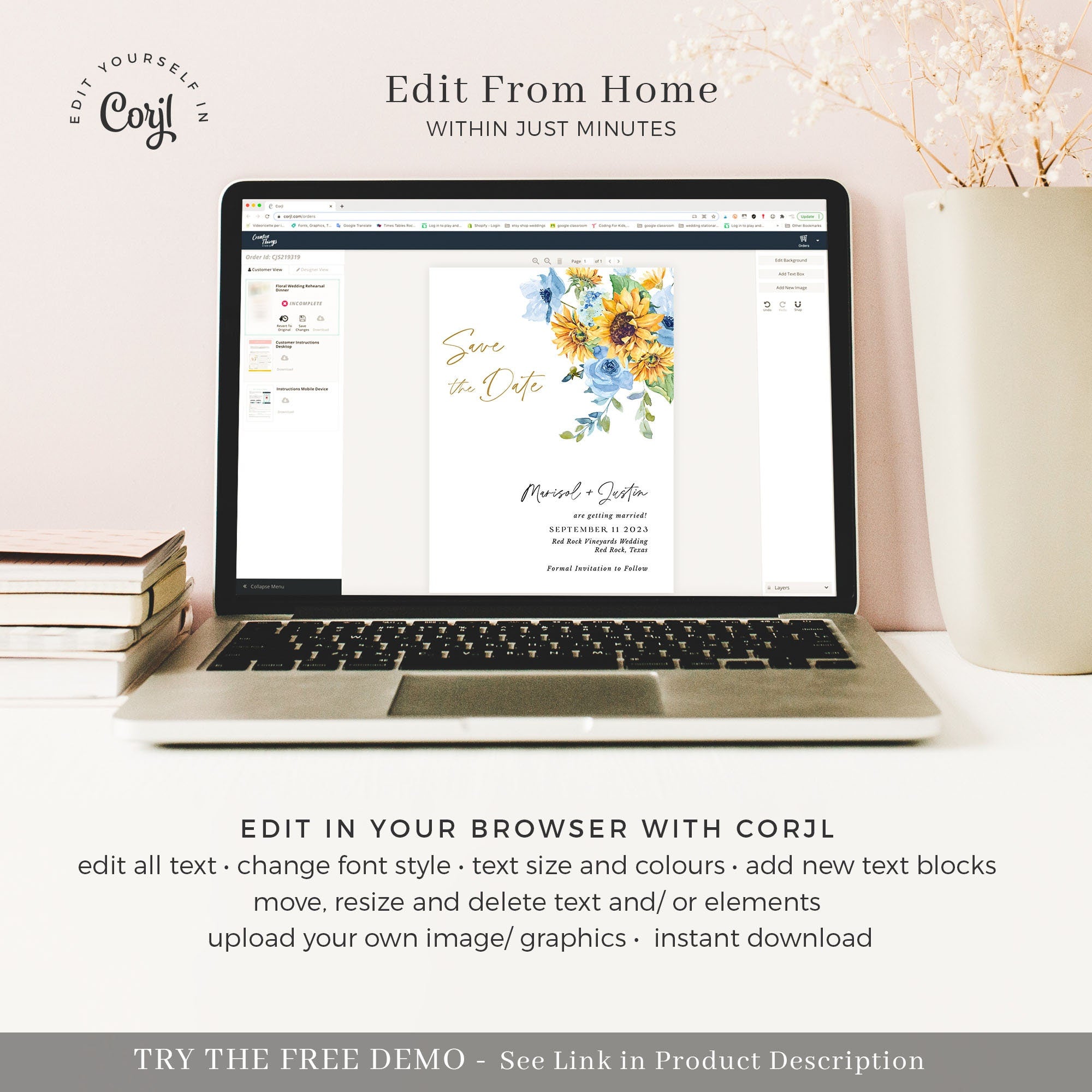 IVY Printable Save the Date template with Photo