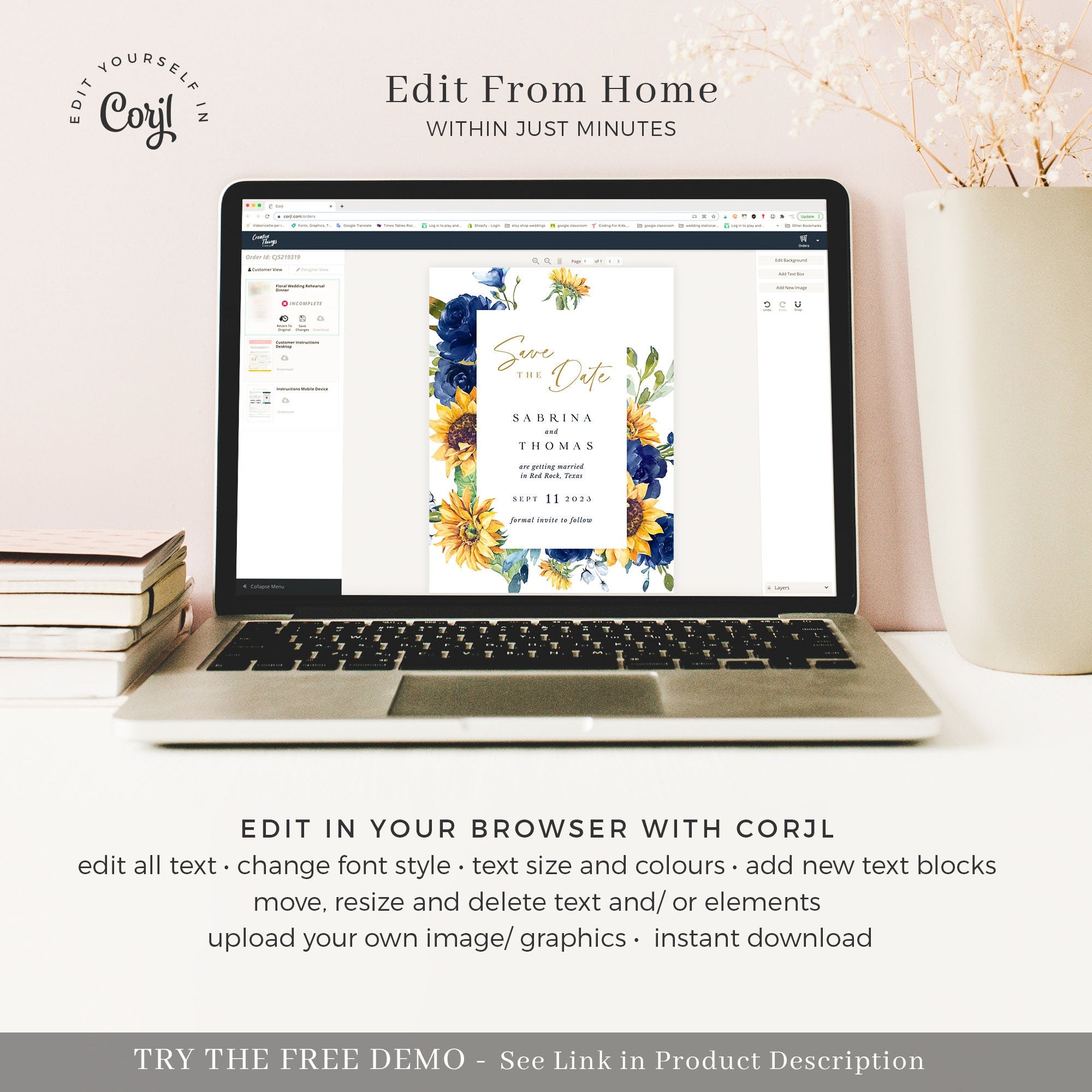 IVY Printable Sunflower Save the Date with Photo