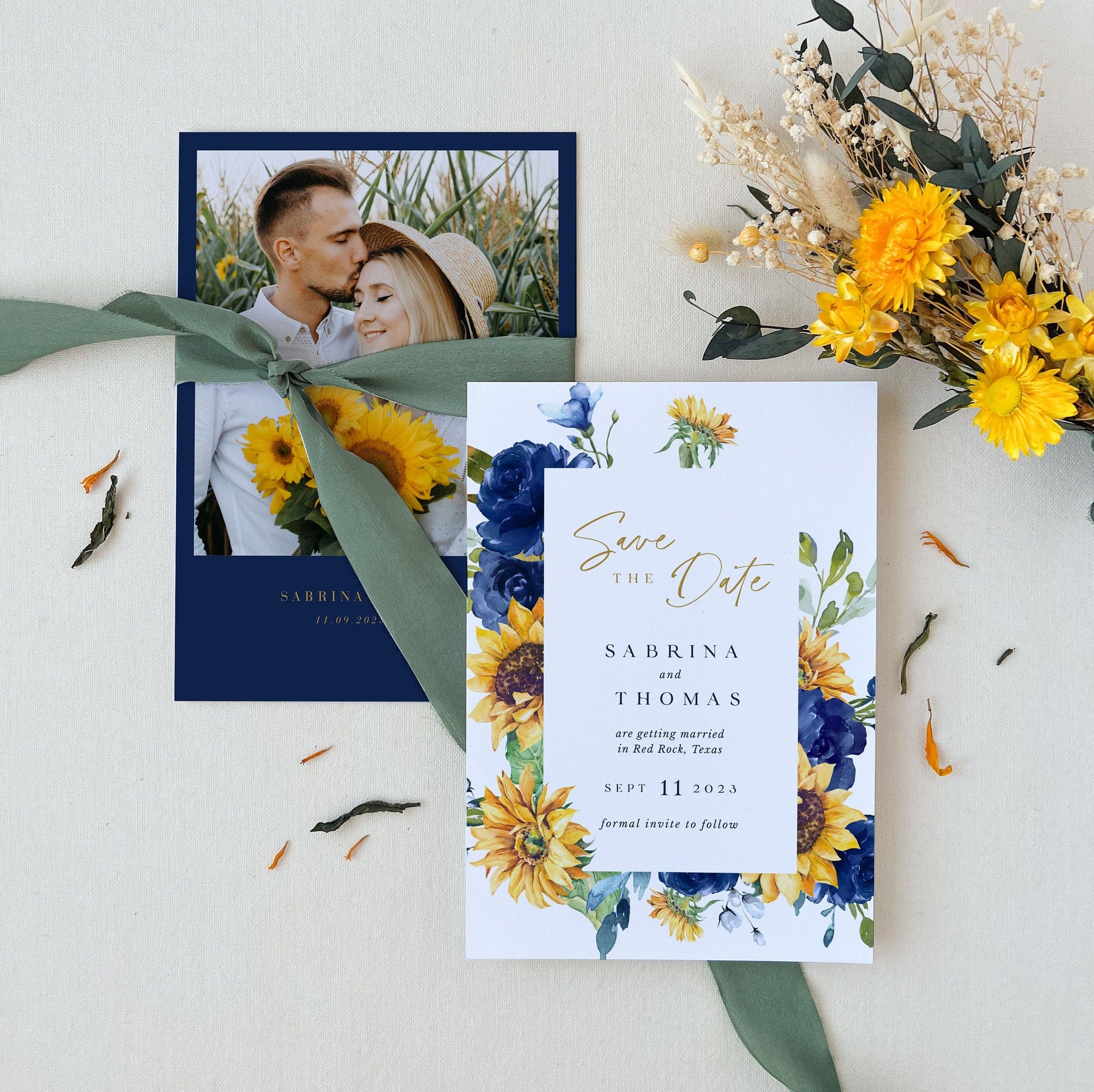 IVY Printable Sunflower Save the Date with Photo