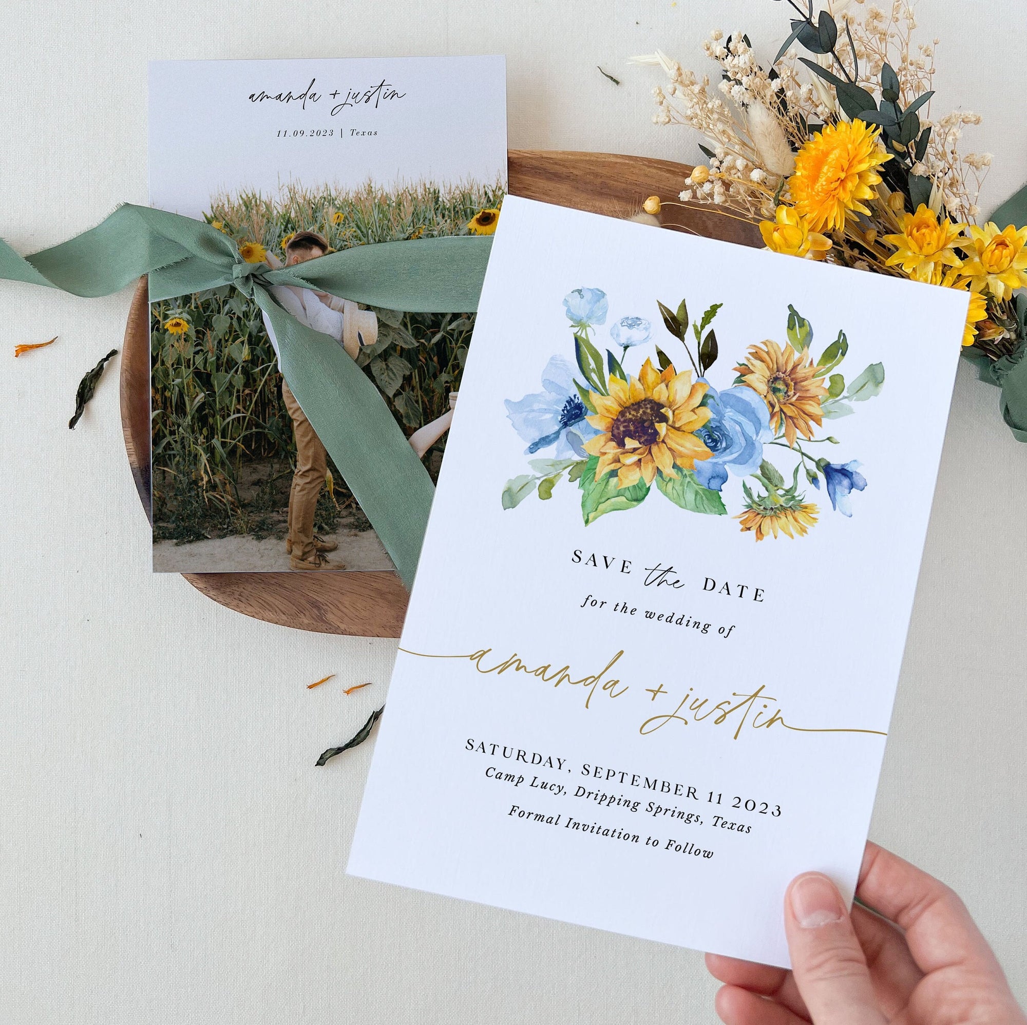 IVY Sunflower and Rose Wedding Save the Date Template