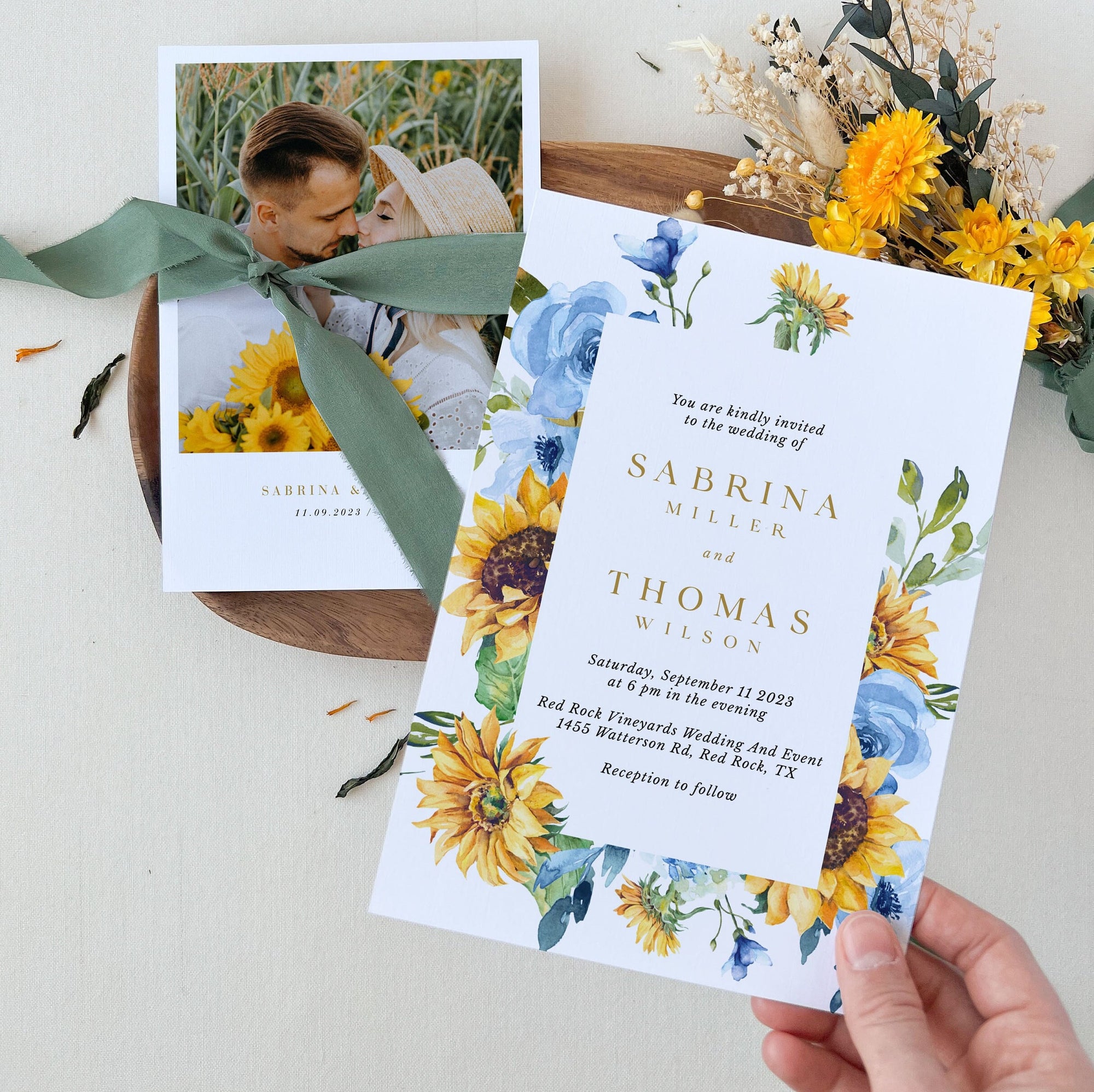 IVY Printable Wedding Invitations Roses and Sunflowers