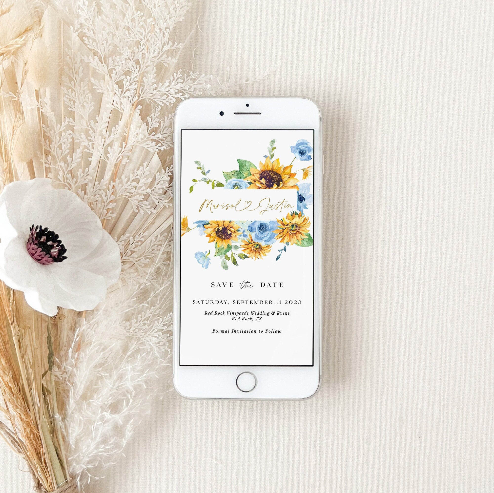 IVY Digital Save the Date Templates Sunflowers