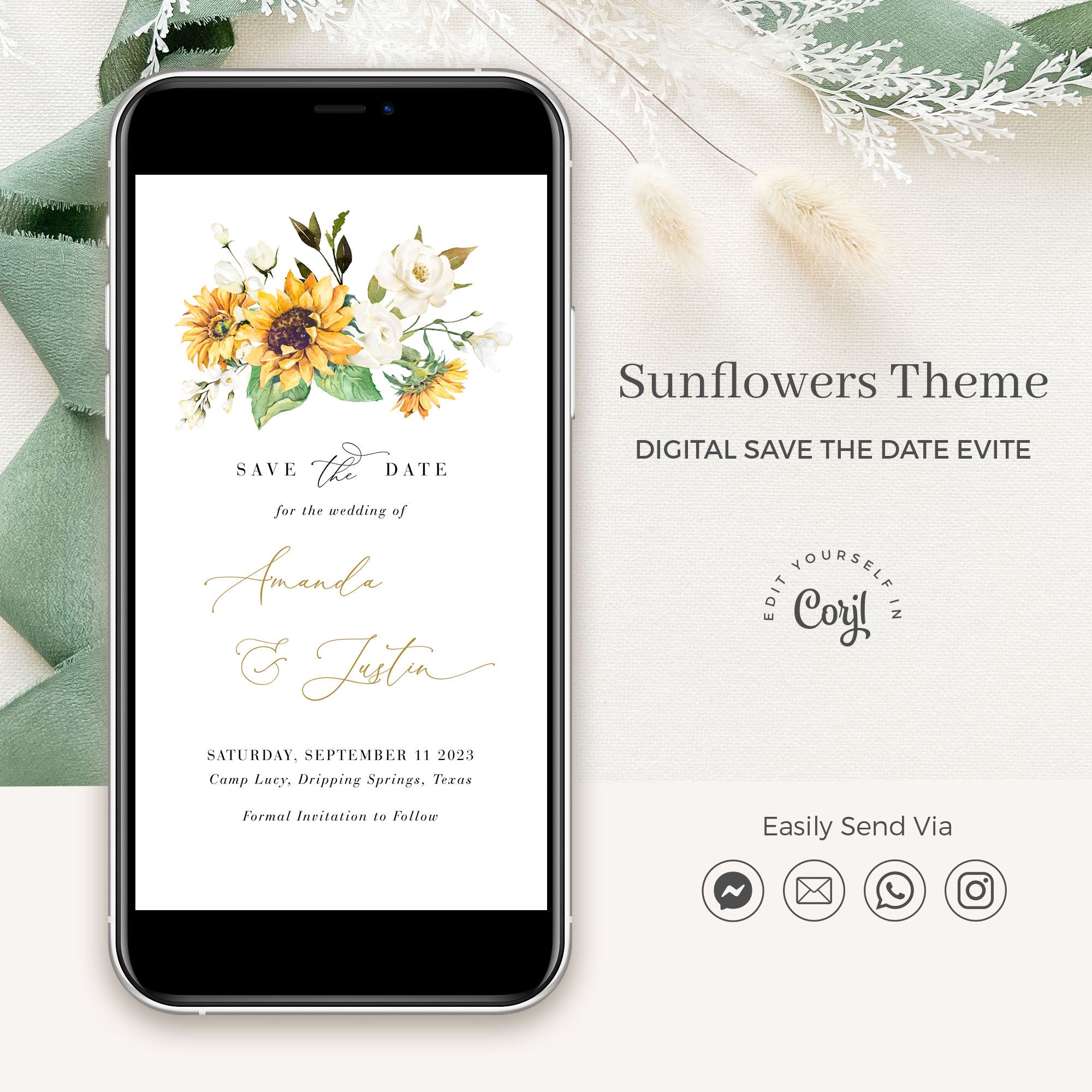 MARISOL Sunflower Save the Date Electronic Template