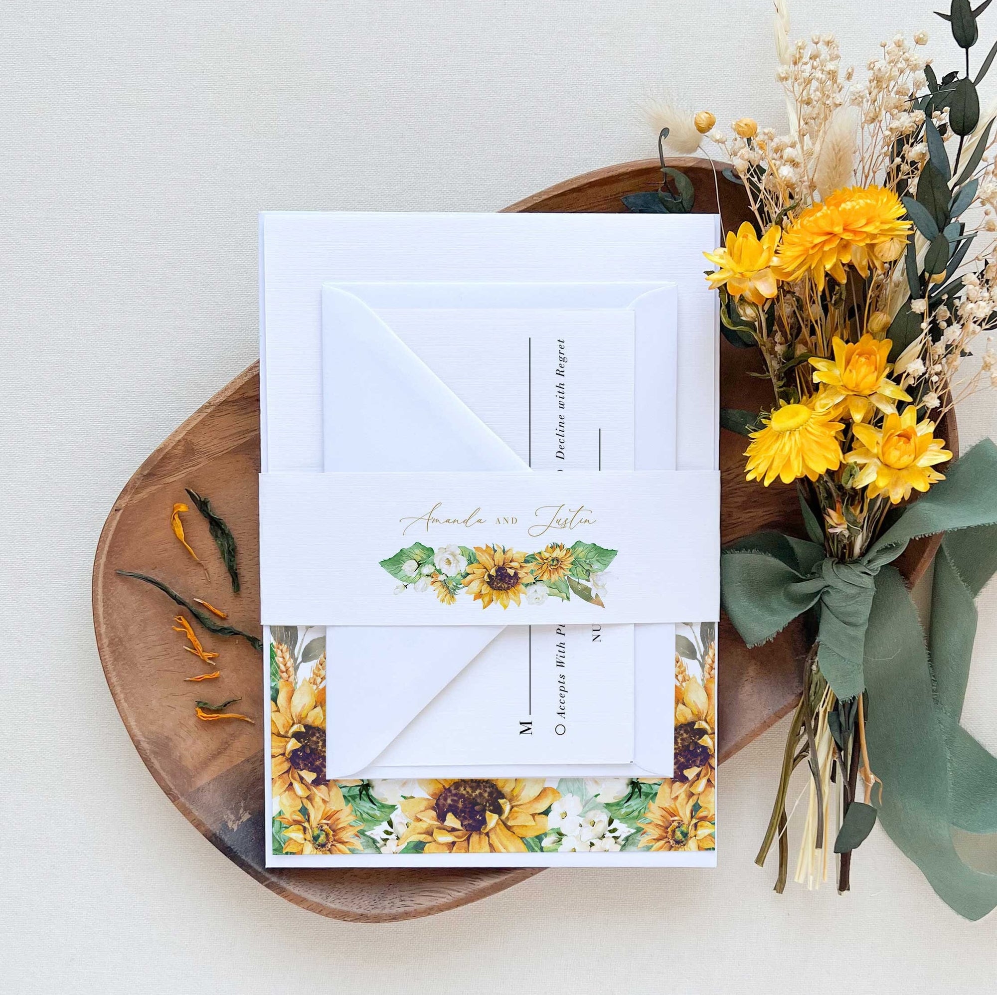 MARISOL Rustic Sunflower Wedding Invitation Suite Template
