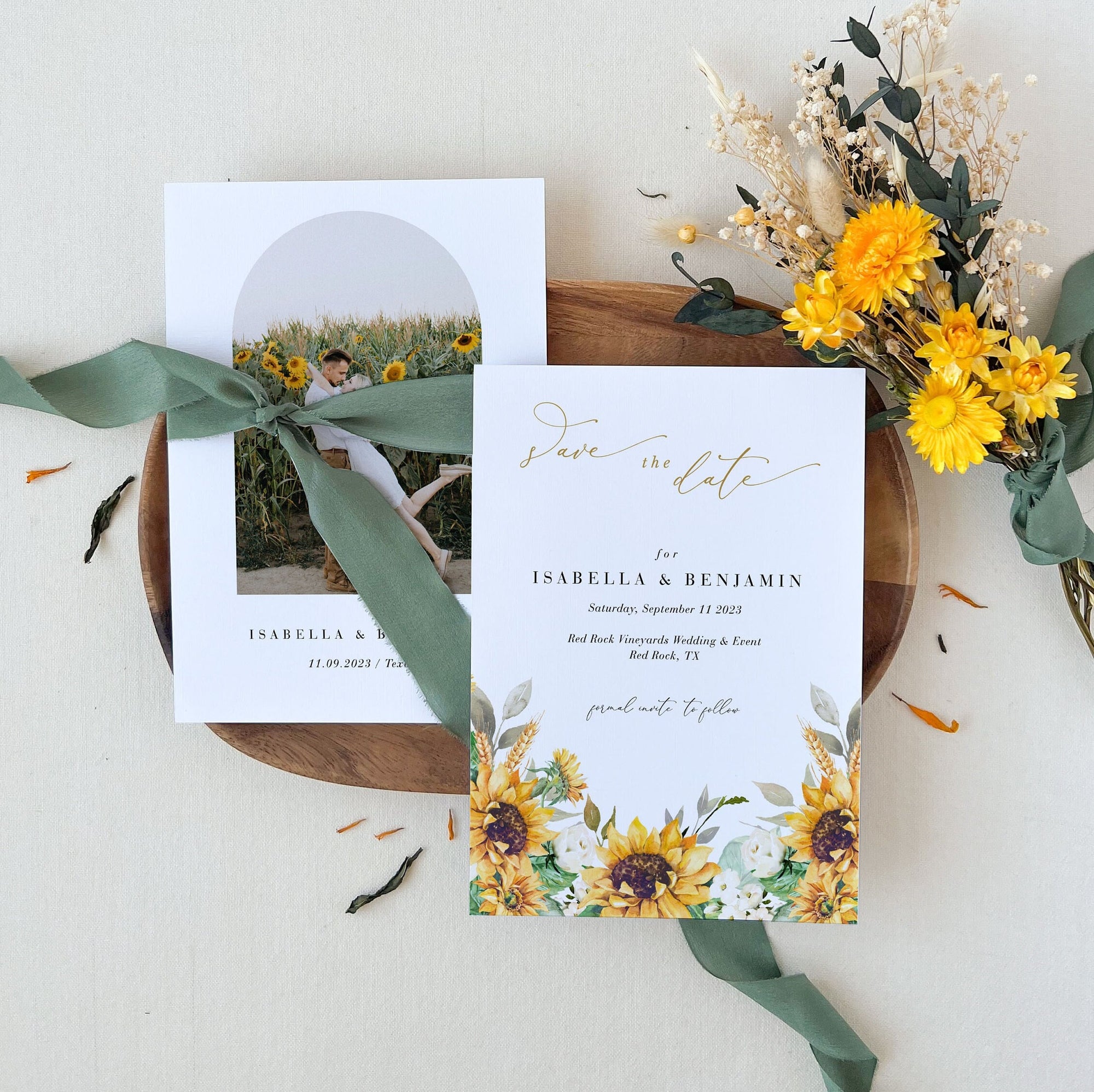 MARISOL Printable Save the Date Sunflower and Roses