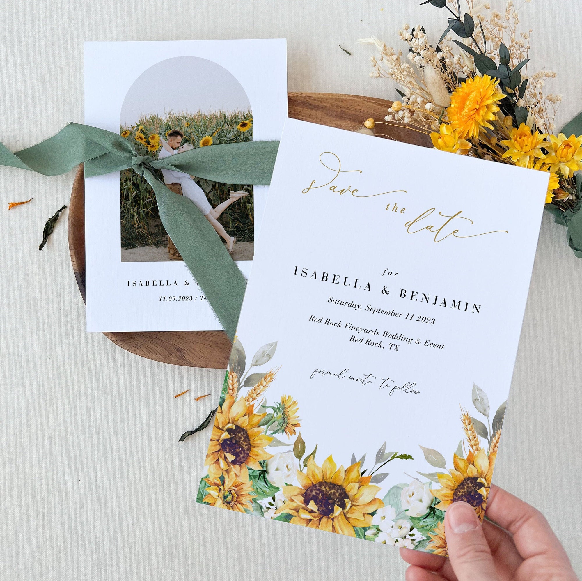 MARISOL Printable Save the Date Sunflower and Roses