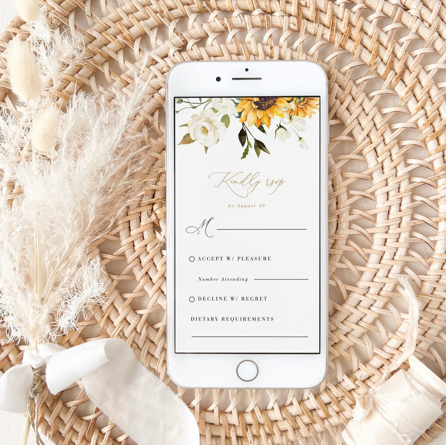 MARISOL Electronic Wedding Invitations with Sunflowers and Roses