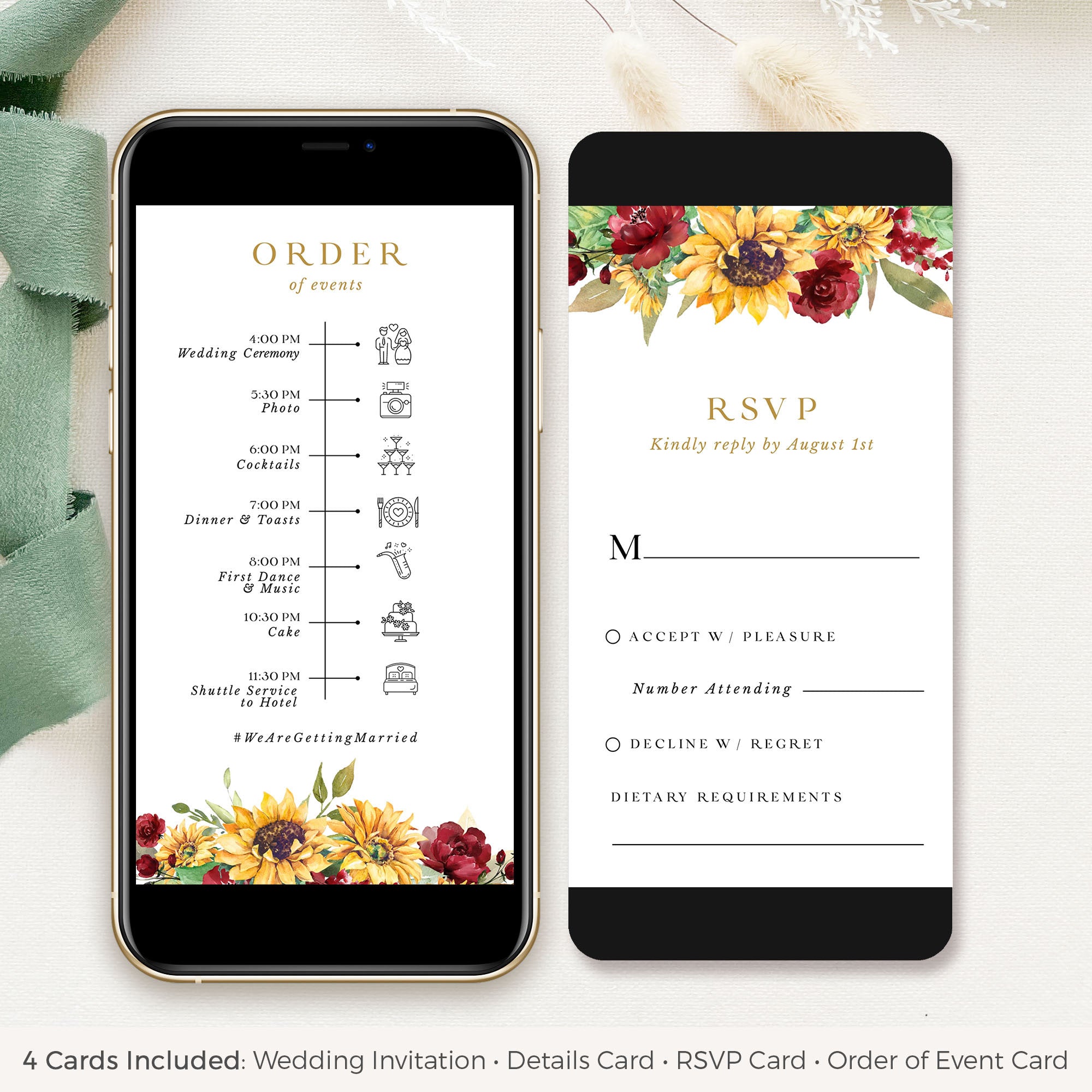 RUBY Fall Wedding Invitation Digital Cards